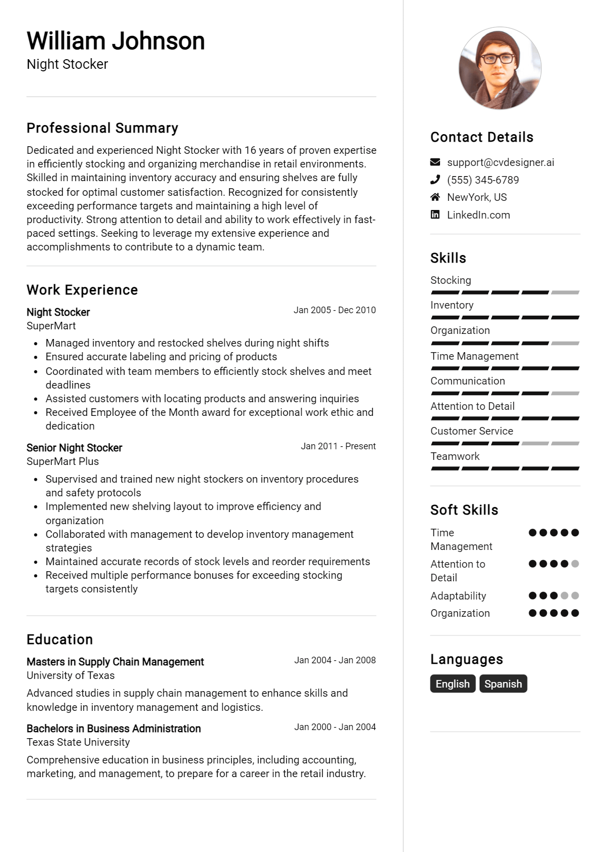 Night Stocker Resume Example for 2026: Strategies & Templates Preview