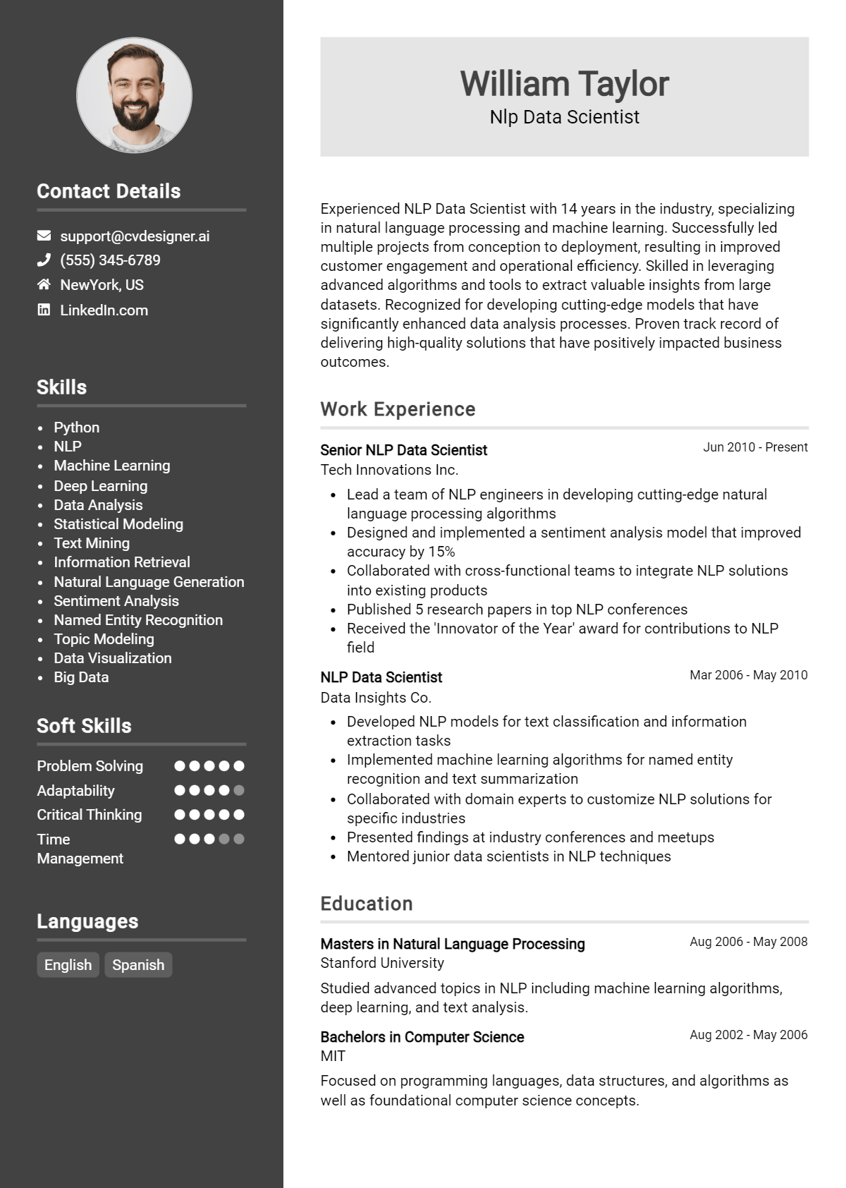 14 NLP Data Scientist CV Examples for 2026: Professional CV Templates Preview