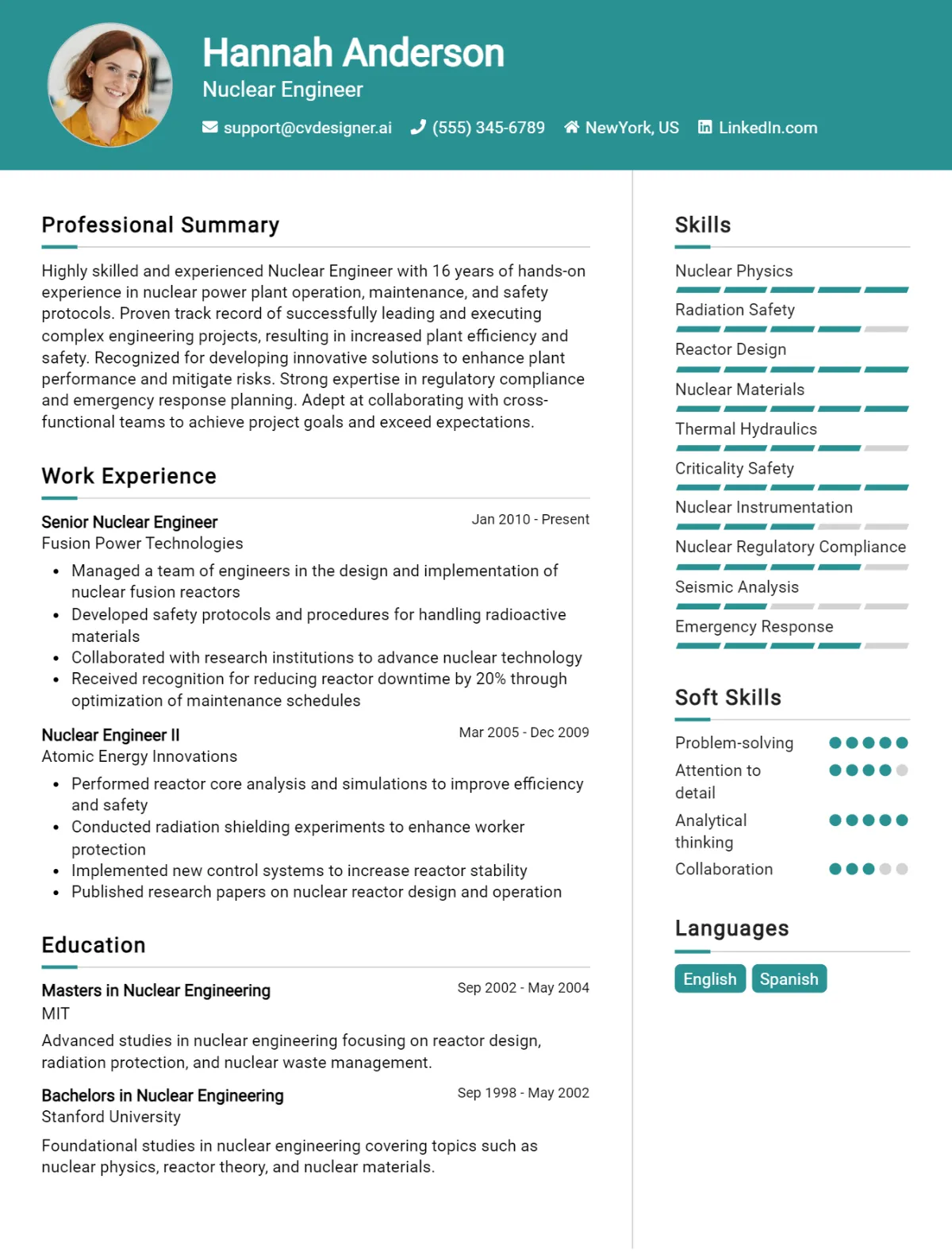 Nuclear Engineer CV Example For 2026: Samples & Best Practices Preview