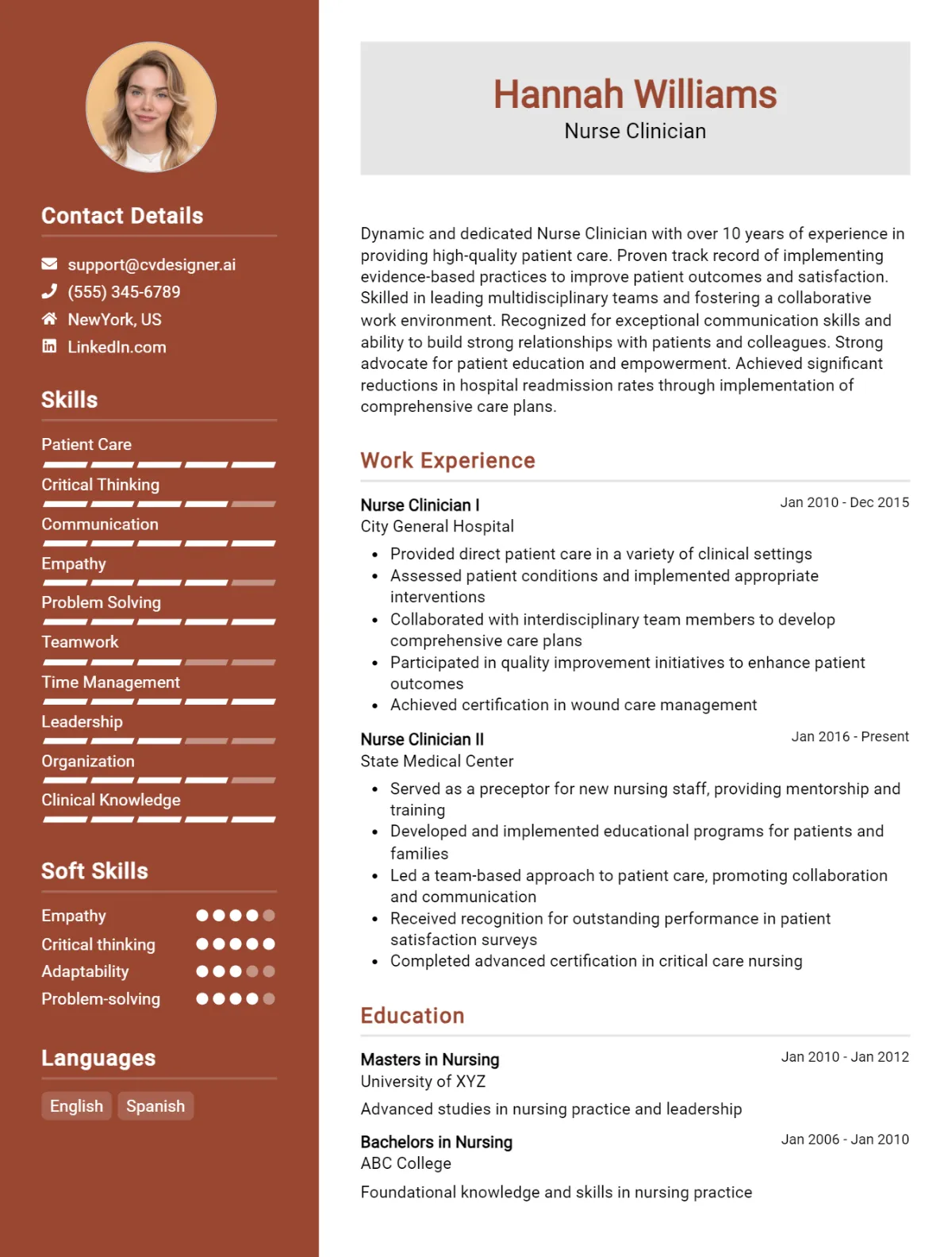 Nurse Clinician CV Example For 2026: How to Create a Professional CV Preview