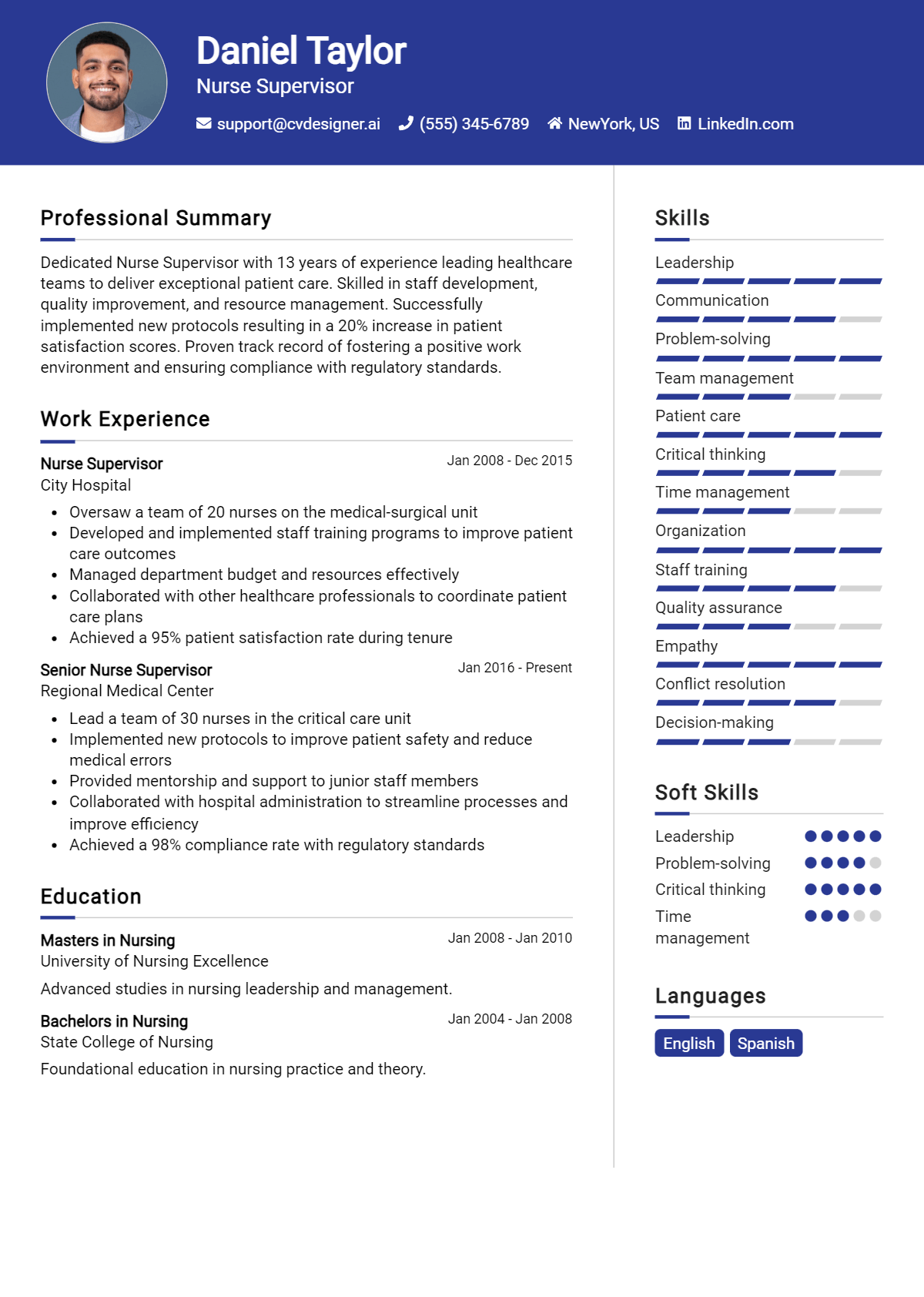 Nurse Supervisor Resume Example for 2026: Best Formatting Tips Preview