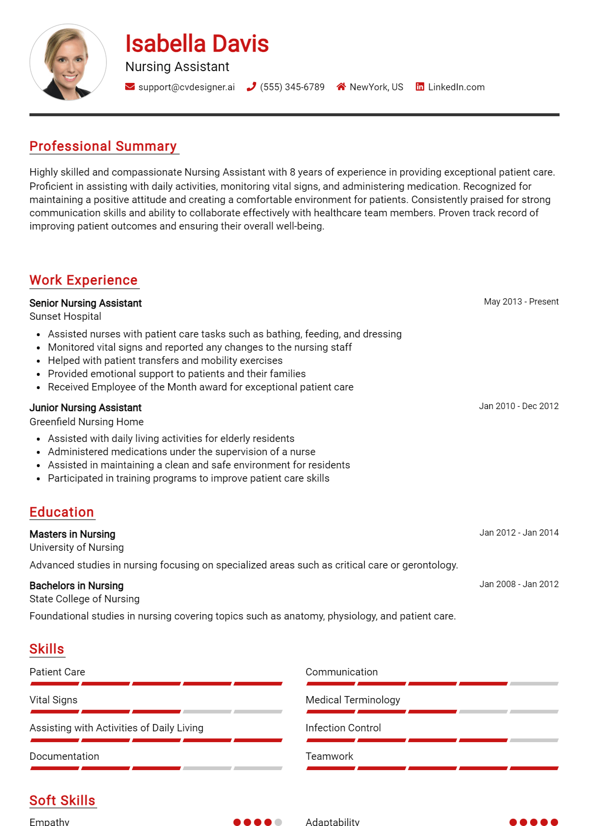 Nursing Assistant Resume Example for 2026: Free Professional Templates Preview