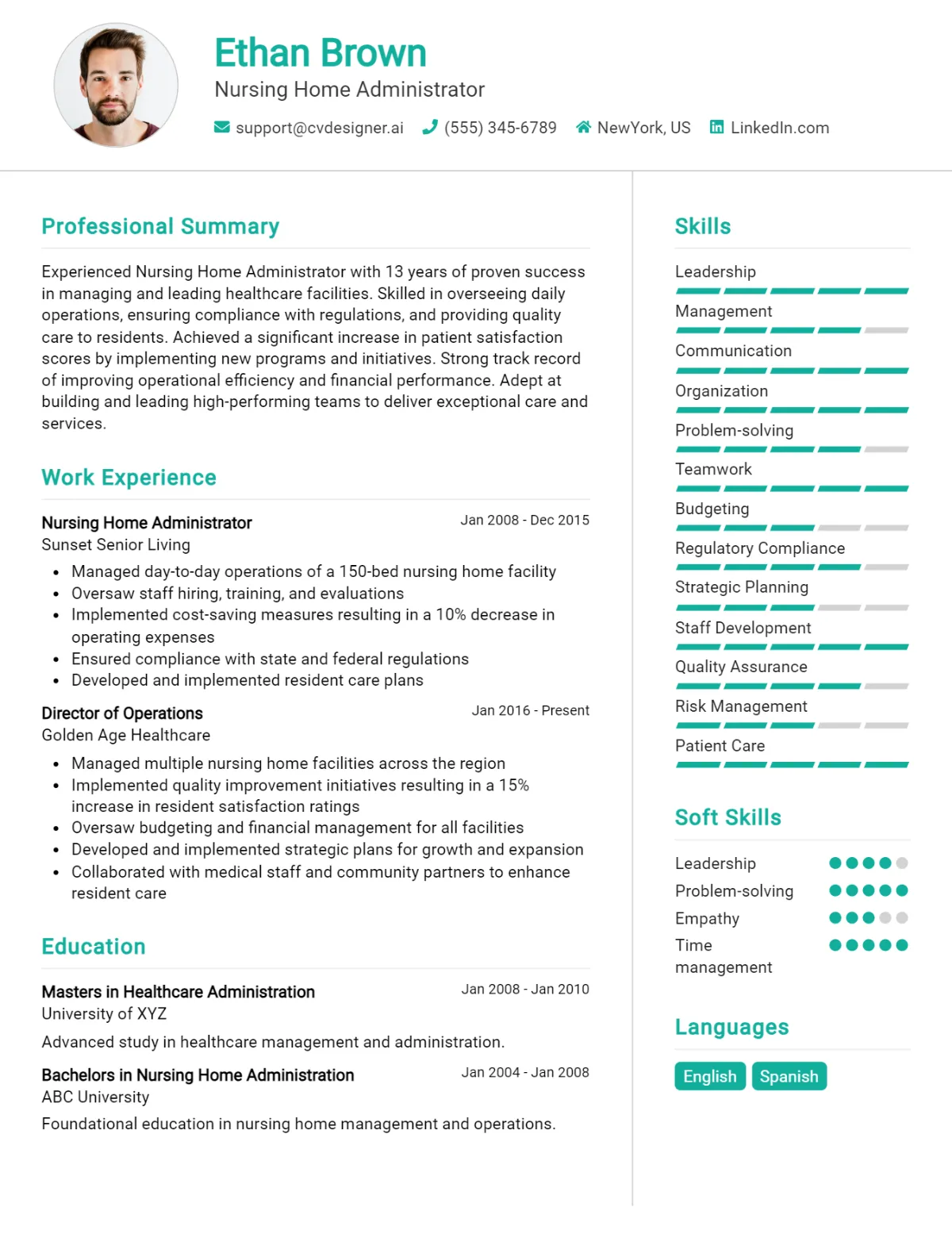 Nursing Home Administrator CV Example For 2026: Best Formatting Tips Preview