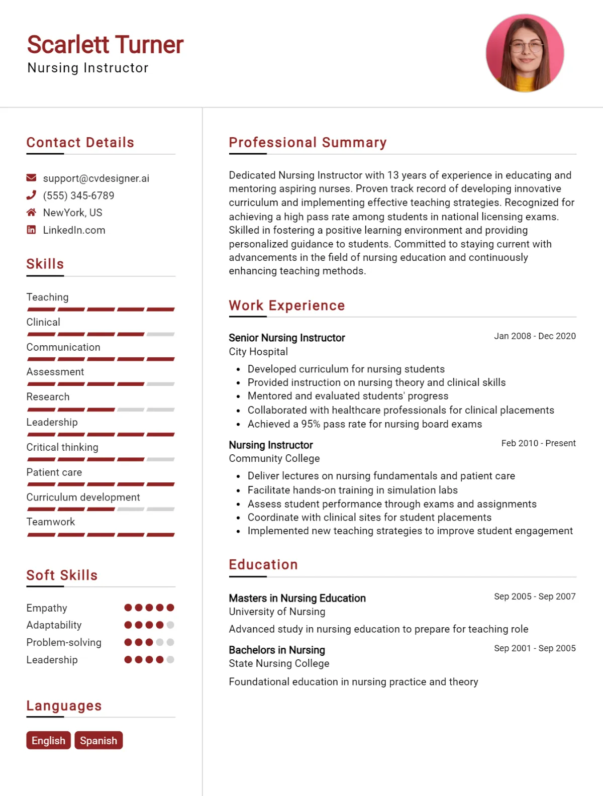 Nursing Instructor CV Example For 2026: Expert Tips & Templates Preview