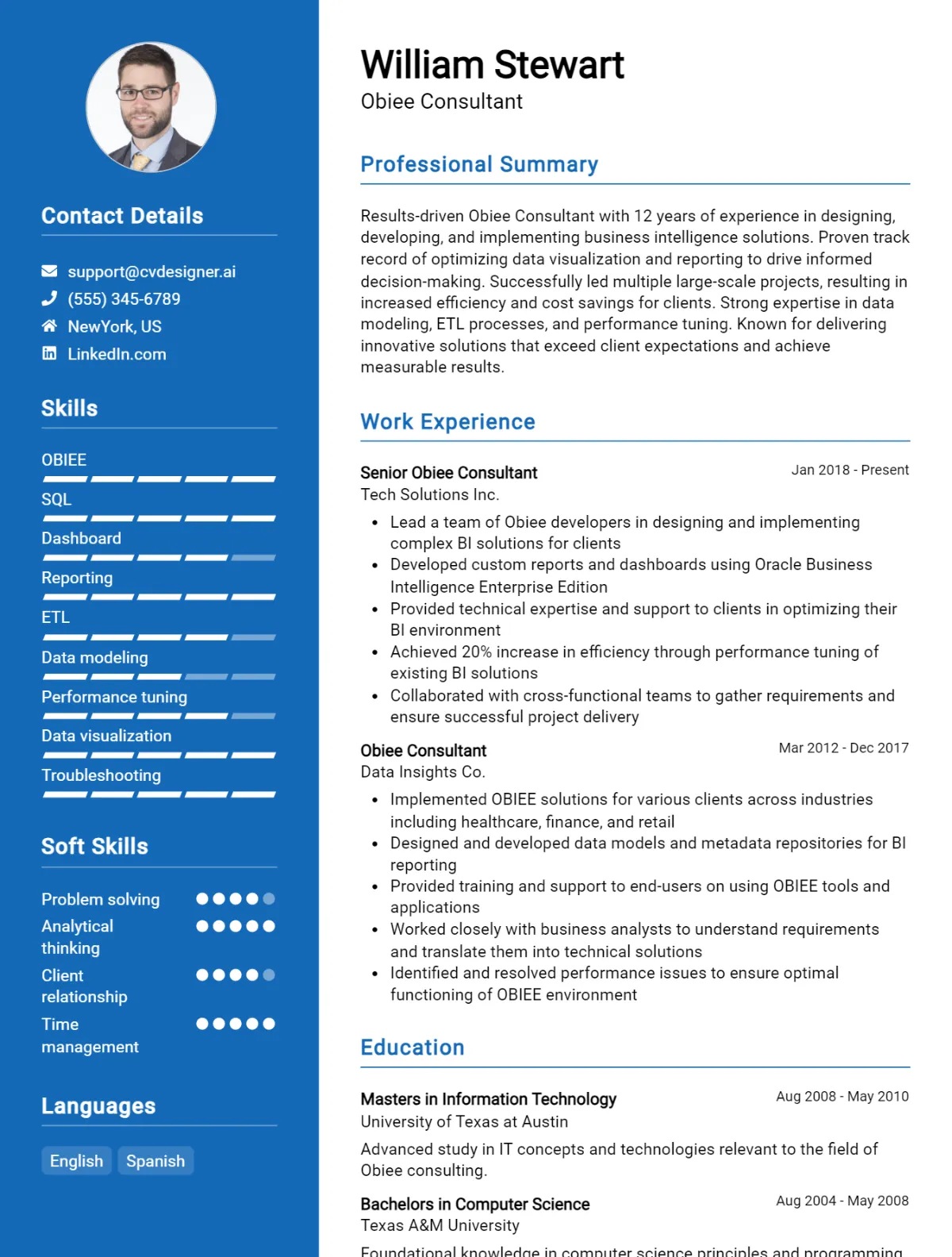 Obiee Consultant CV Example For 2026: Expert Tips & Templates Preview