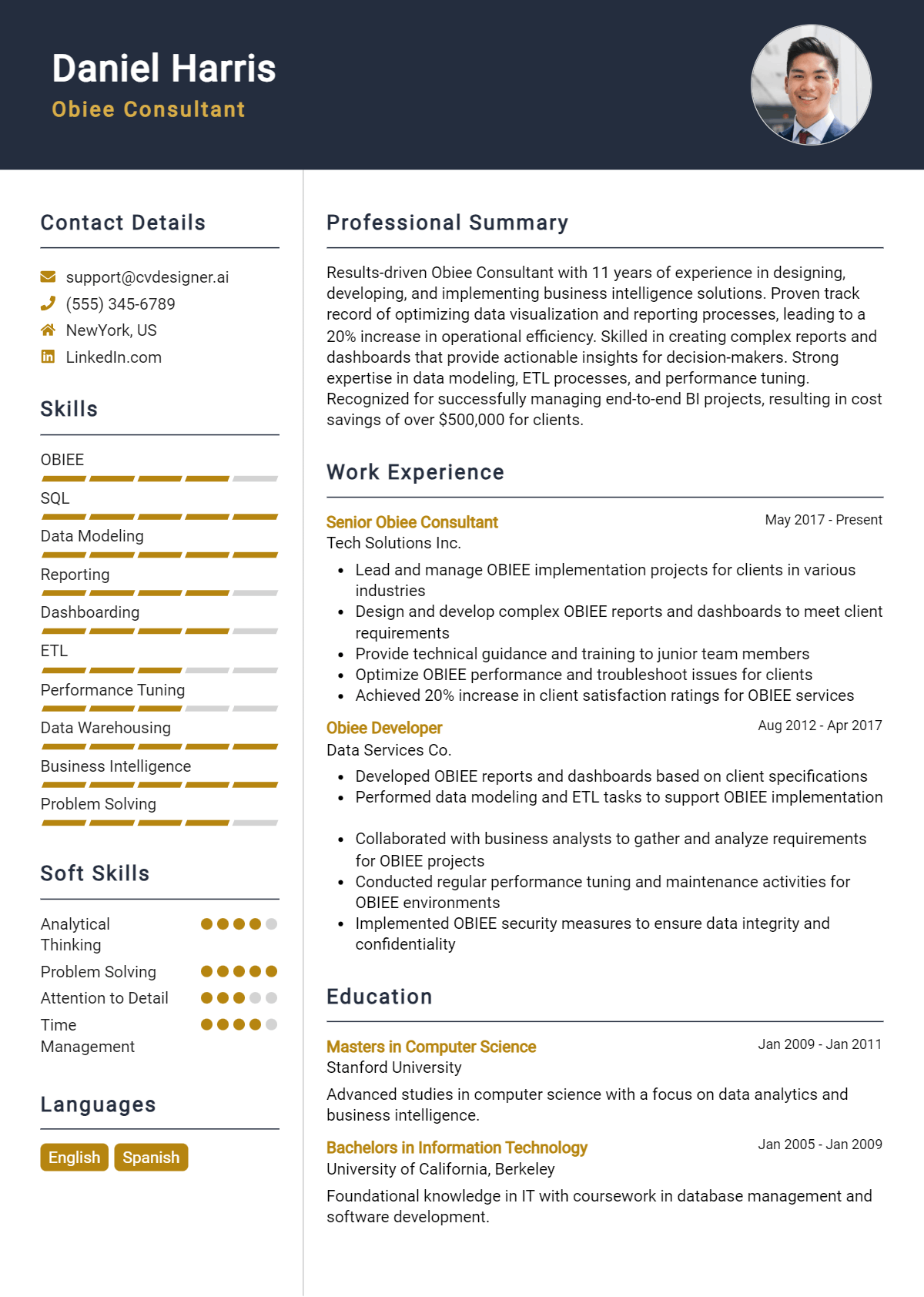 Obiee Consultant Resume Example for 2026: Top Templates Preview