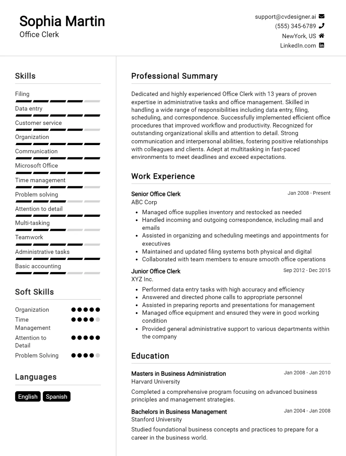 26 Office Clerk CV Examples And Free Templates For 2026 Preview