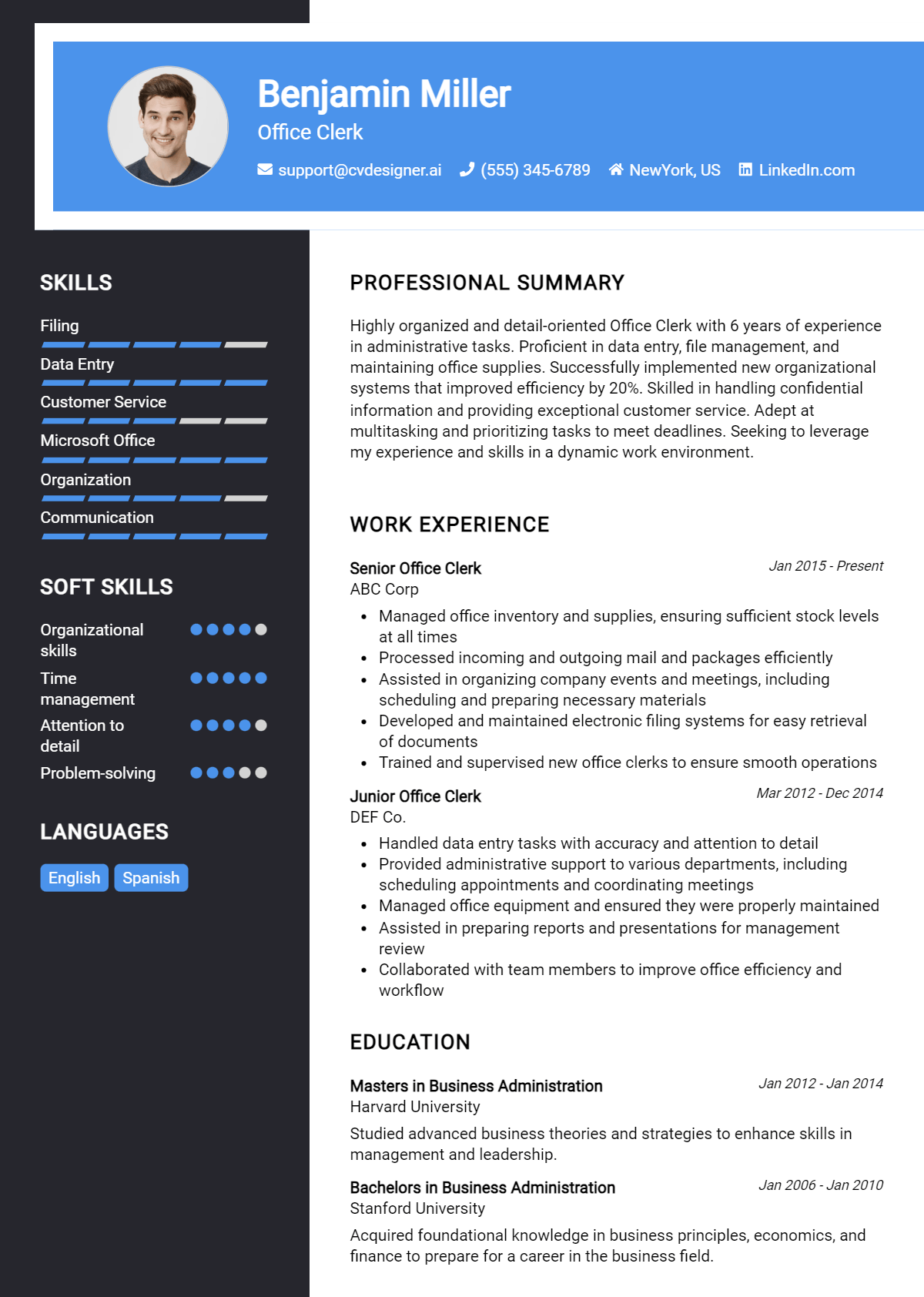 14 Office Clerk Resume Examples for 2026: Free Downloadable Templates Preview