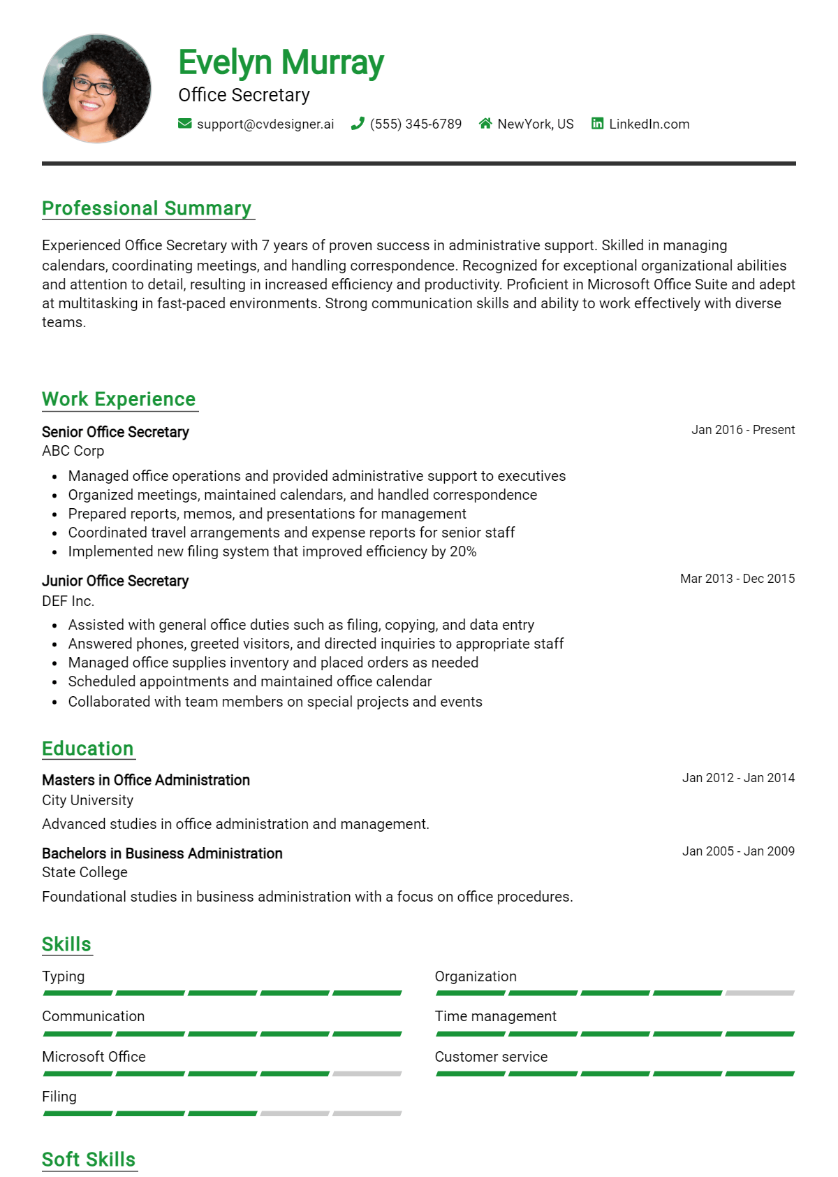 Office Secretary Resume Example for 2026: Free Downloadable Templates Preview