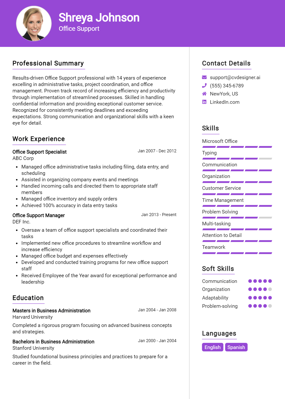 14 Office Support Resume Examples for 2026: Professional CV Templates Preview