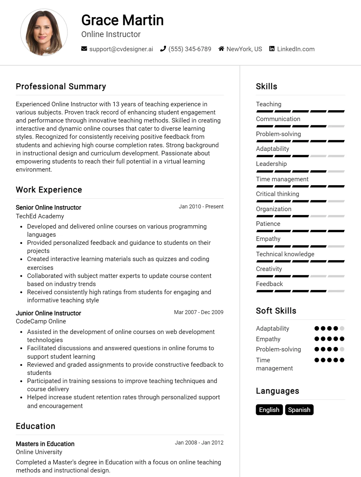 Online Instructor CV Example For 2026: Strategies & Templates Preview