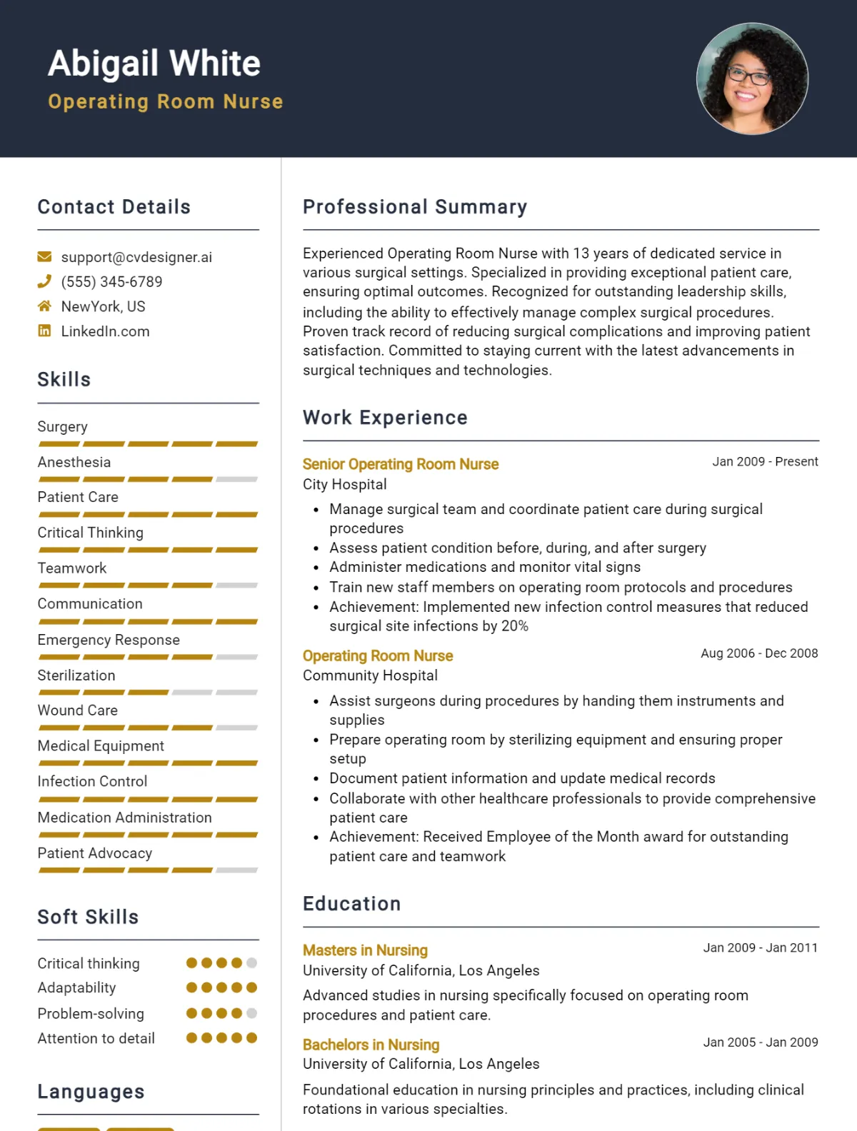 Operating Room Nurse CV Example For 2026: Free Downloadable Templates Preview