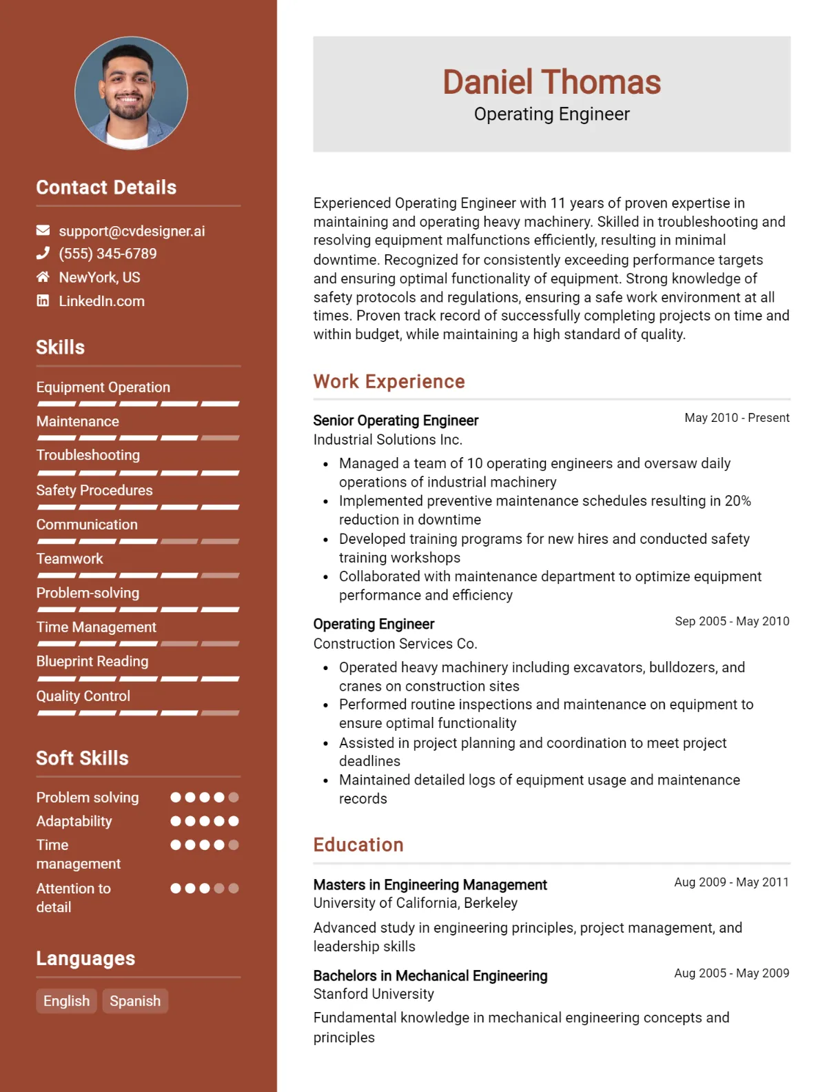 Operating Engineer CV Example For 2026: Effective CV Writing Tips Preview
