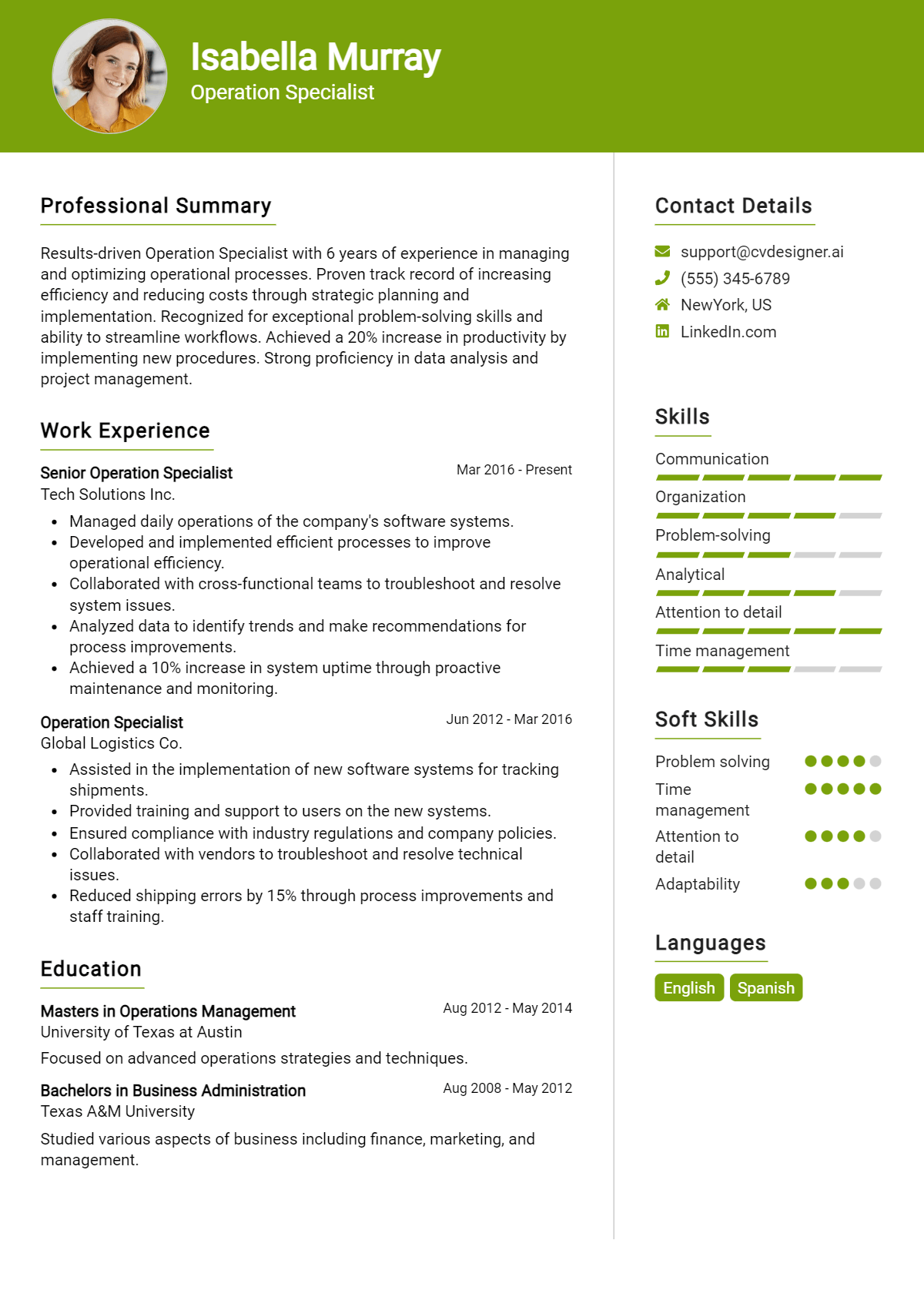 Operation Specialist Resume Example for 2026: Proven Tips & Templates Preview