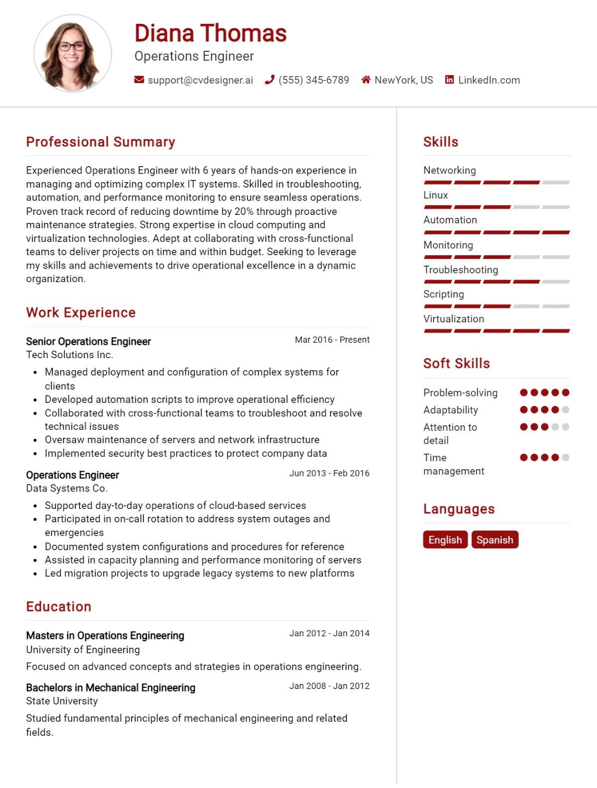 Operations Engineer CV Example For 2026: Top Tips & Samples Preview