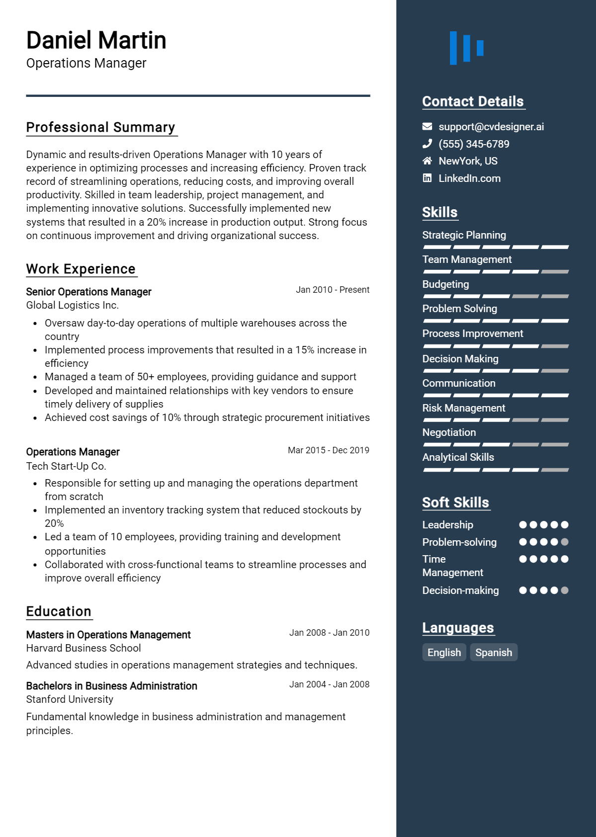16 Operations Manager Resume Examples for 2026: Free Examples Preview