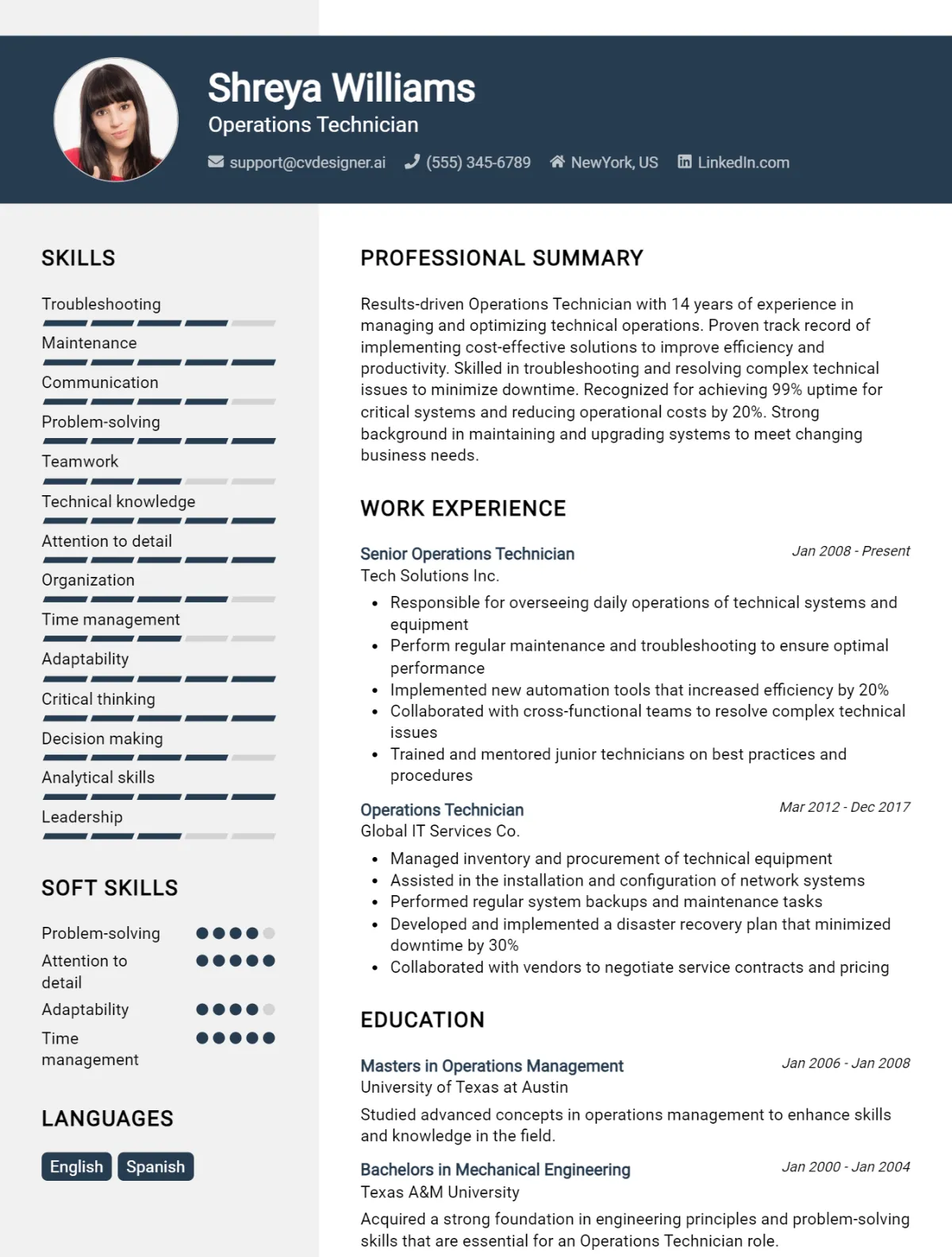 Operations Technician CV Example For 2026: Tips to Stand Out Preview