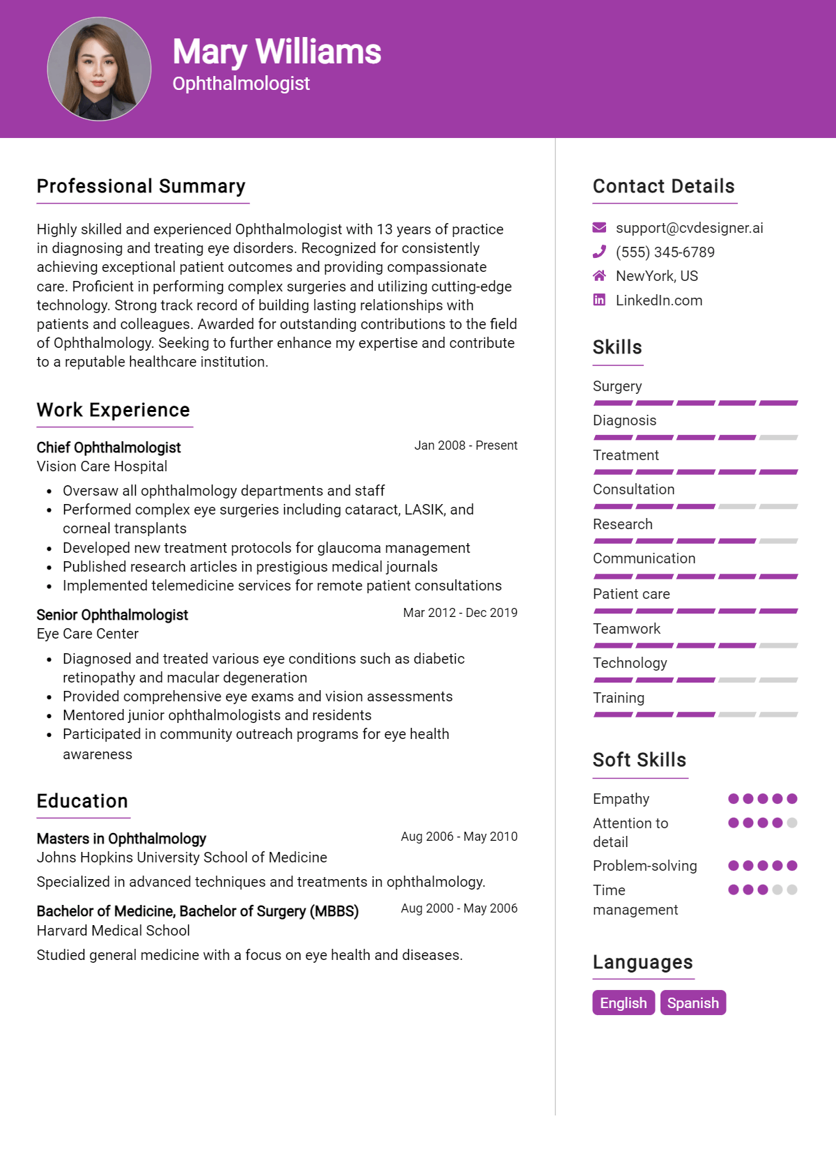 Ophthalmologist Resume Example for 2026: Tips to Stand Out Preview