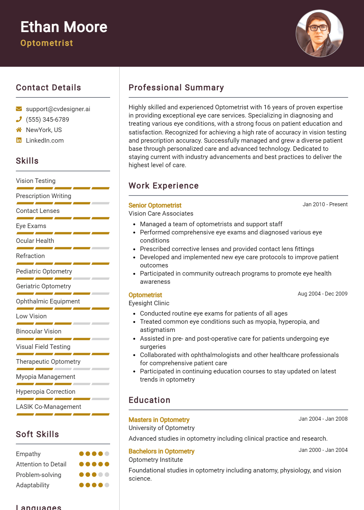 Optometrist Resume Example for 2026: Strategies & Templates Preview