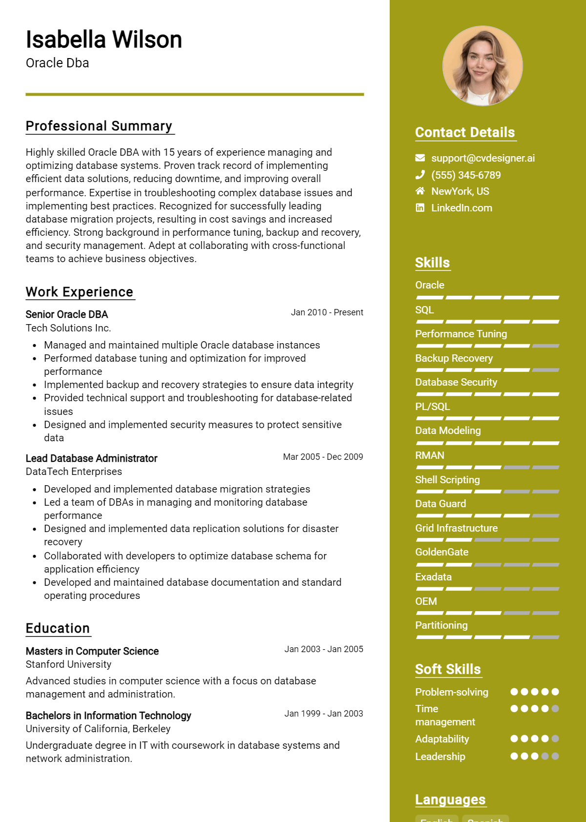 Oracle DBA Resume Example for 2026: Writing Guide Preview