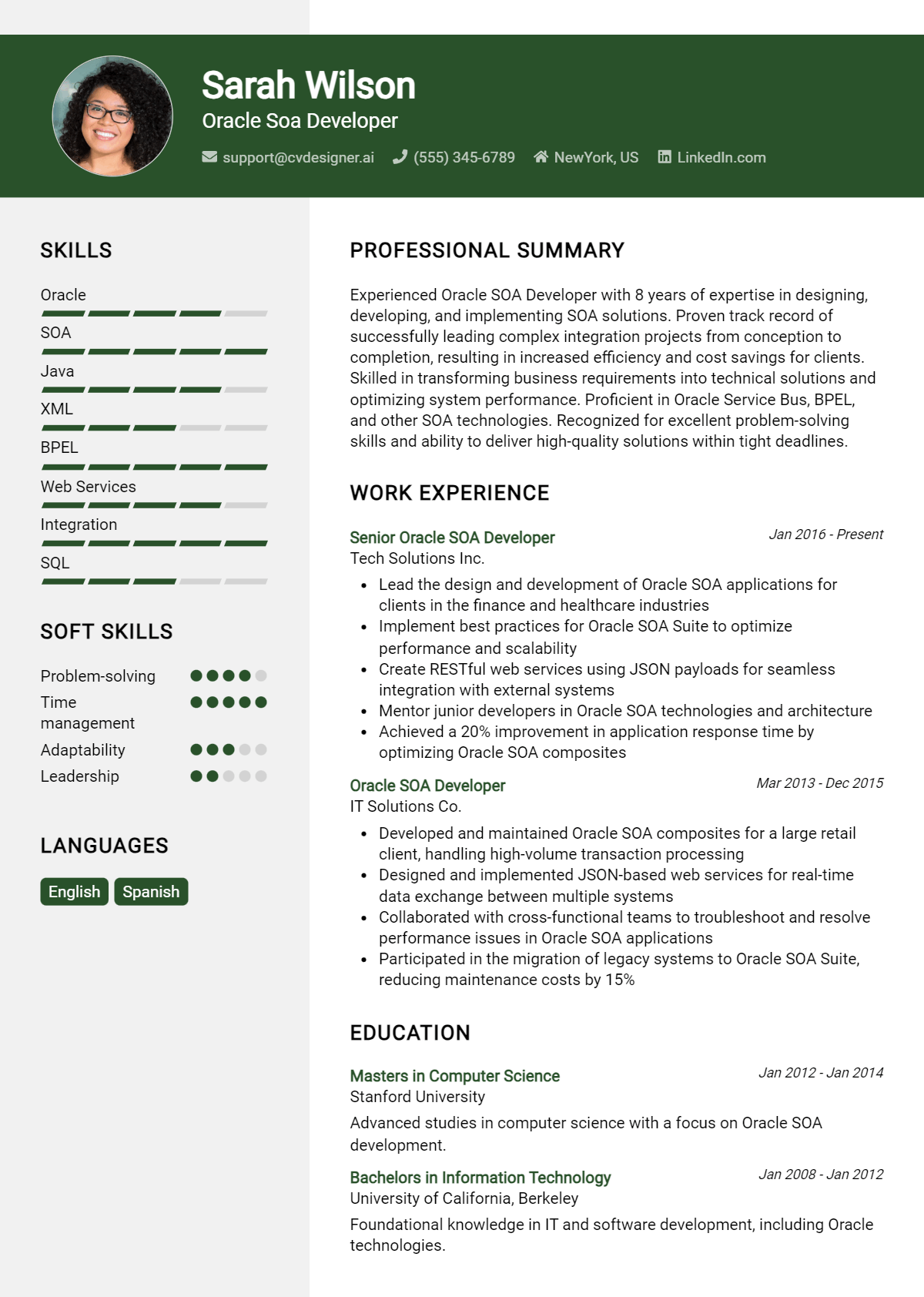 Oracle Soa Developer Resume Example for 2026: Downloadable Templates Preview