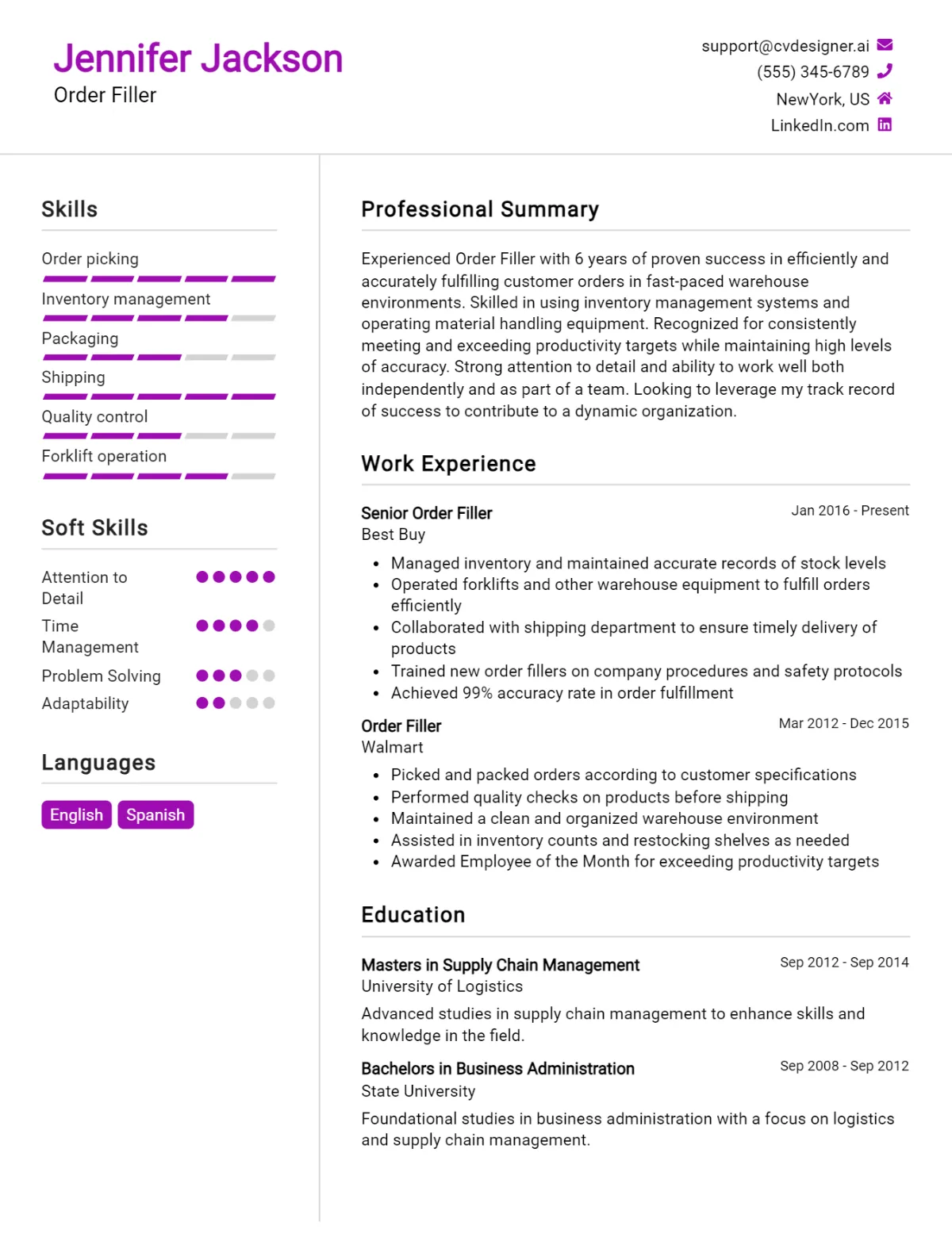 Order Filler CV Example For 2026: How to Craft a Winning CV Preview