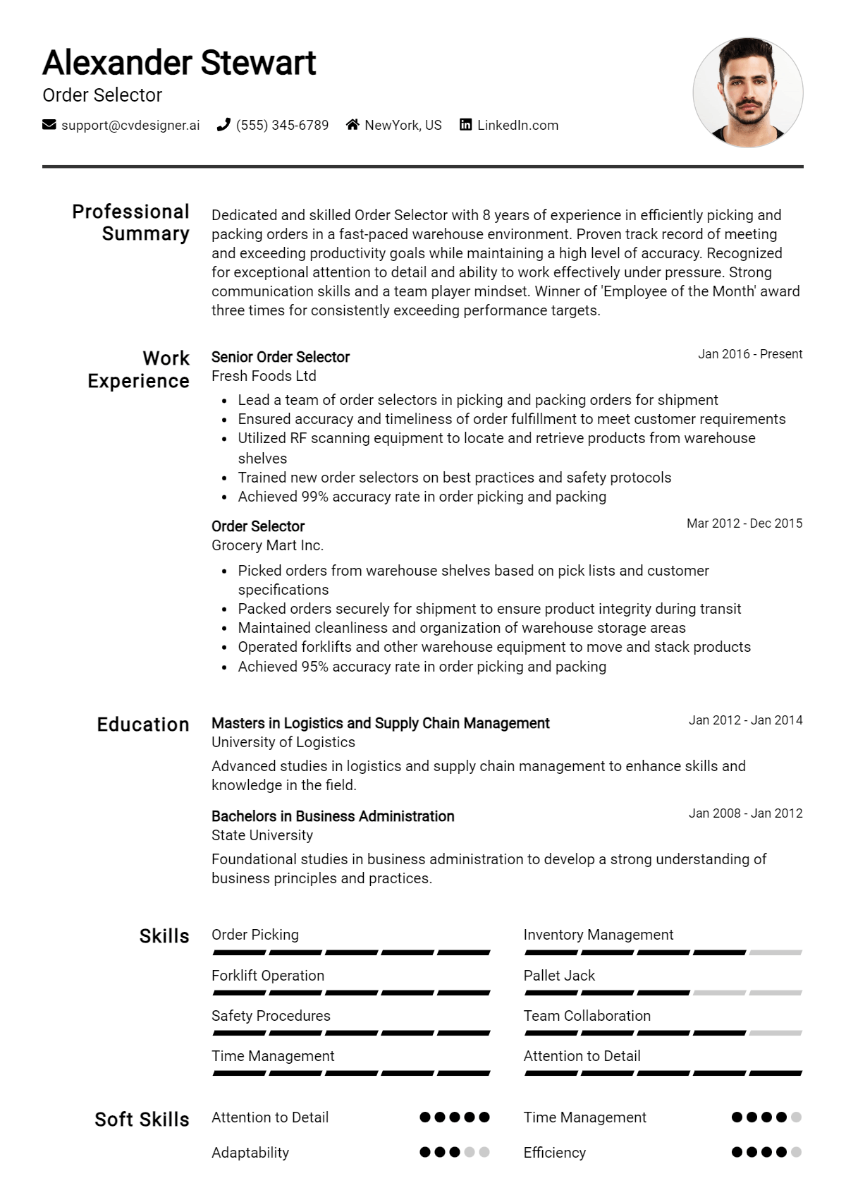 Order Selector Resume Example for 2026: Free Downloadable Templates Preview