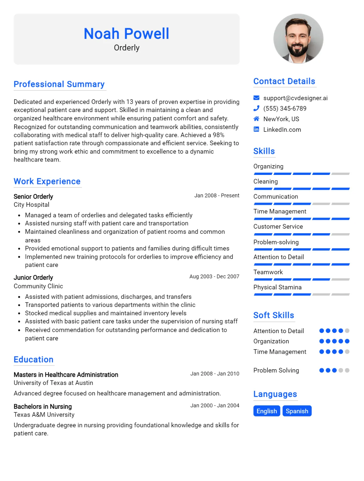 Orderly CV Example For 2026: Examples & Free Templates Preview