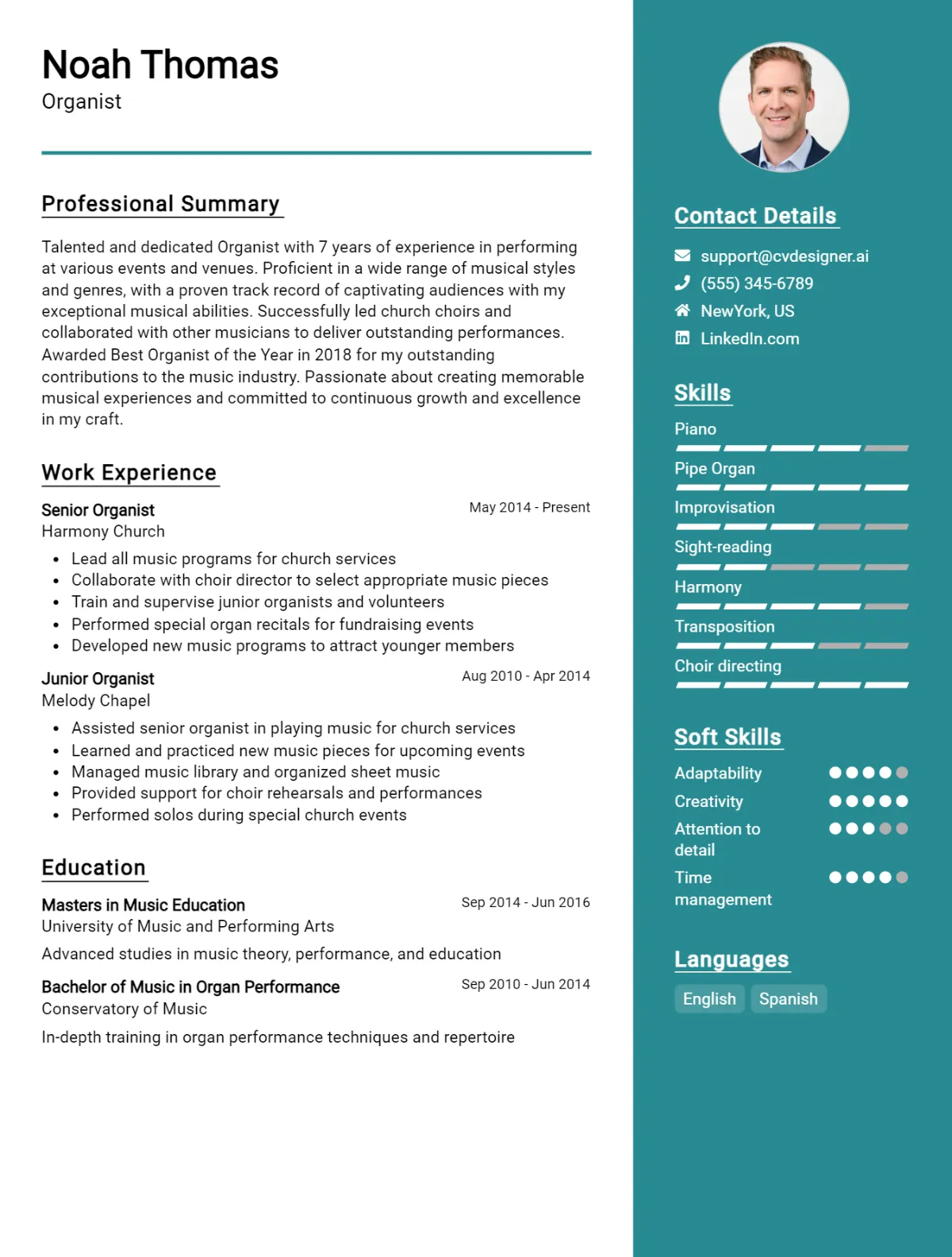 Organist CV Example For 2026: Expert Tips & Templates Preview