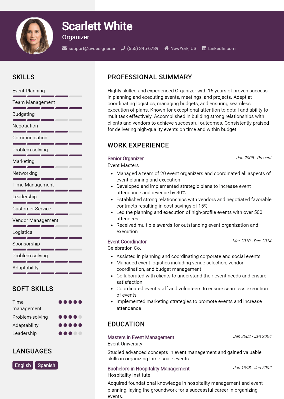 Organizer Resume Example for 2026: Tips & Templates Preview