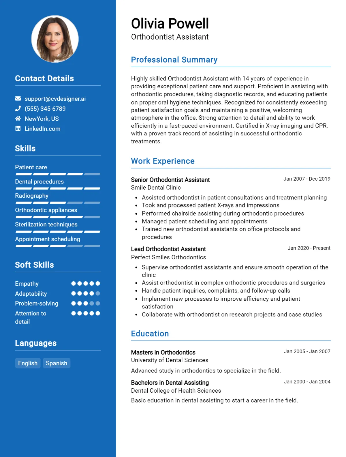 Orthodontist Assistant CV Example For 2026: Proven Tips & Templates Preview