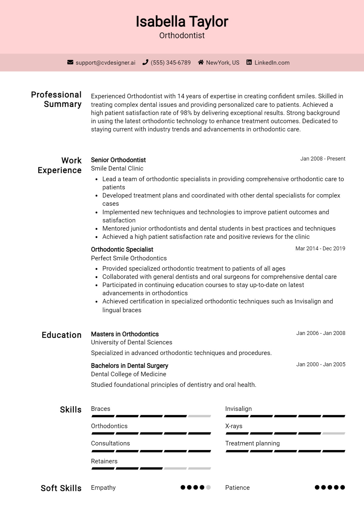 Orthodontist Resume Example for 2026: Best Writing Guide Preview