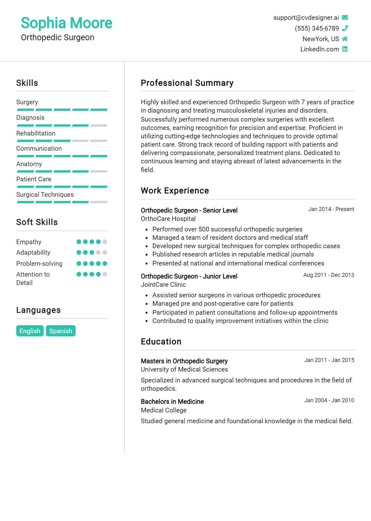 Orthopedic Surgeon Resume Example for 2026: Tips & Templates Preview