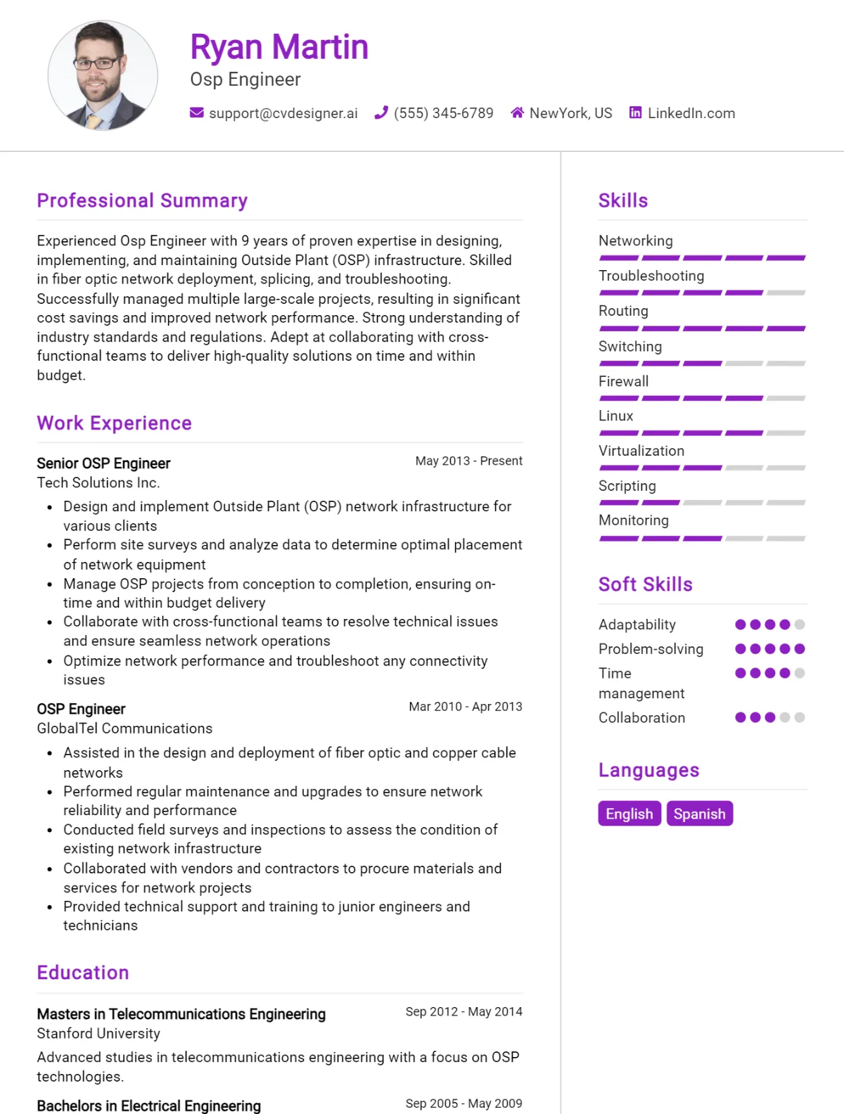 OSP Engineer CV Example For 2026: Top Tips & Samples Preview