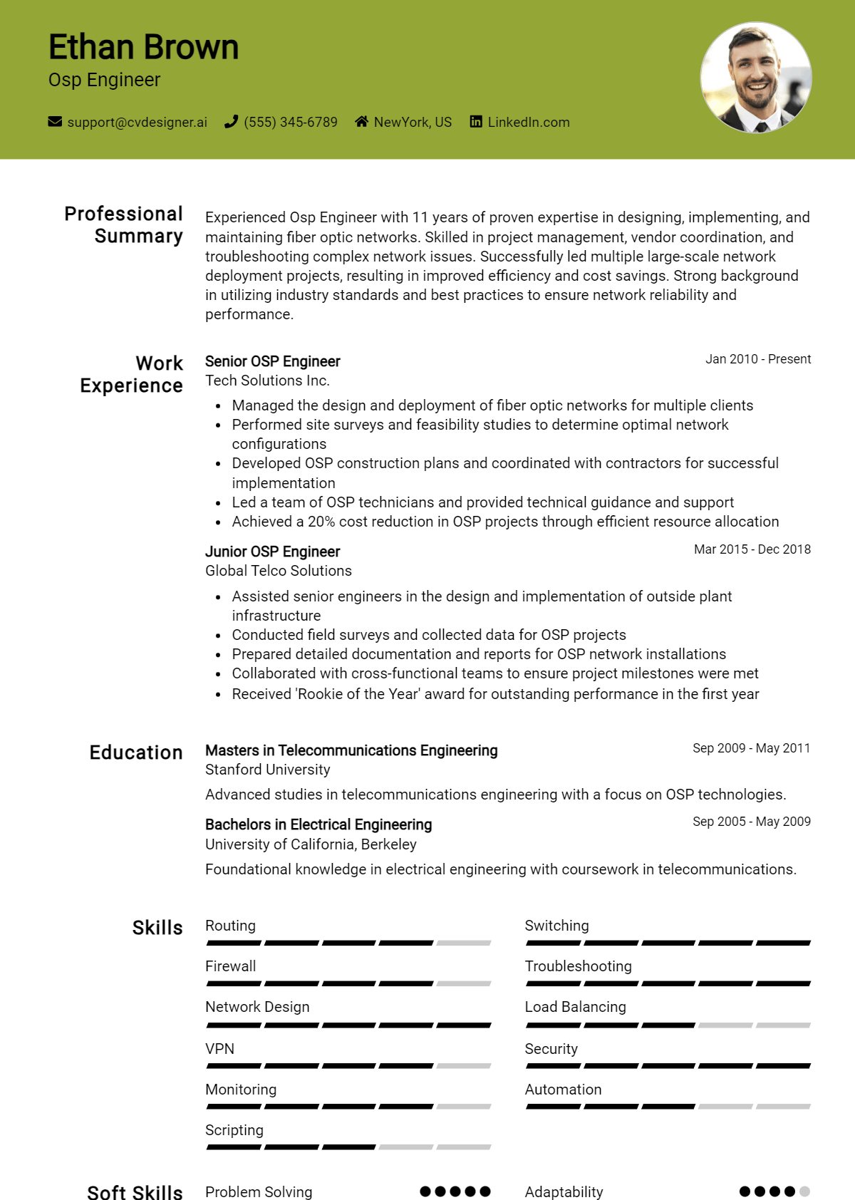 OSP Engineer Resume Example for 2026: Top CV Skills Preview