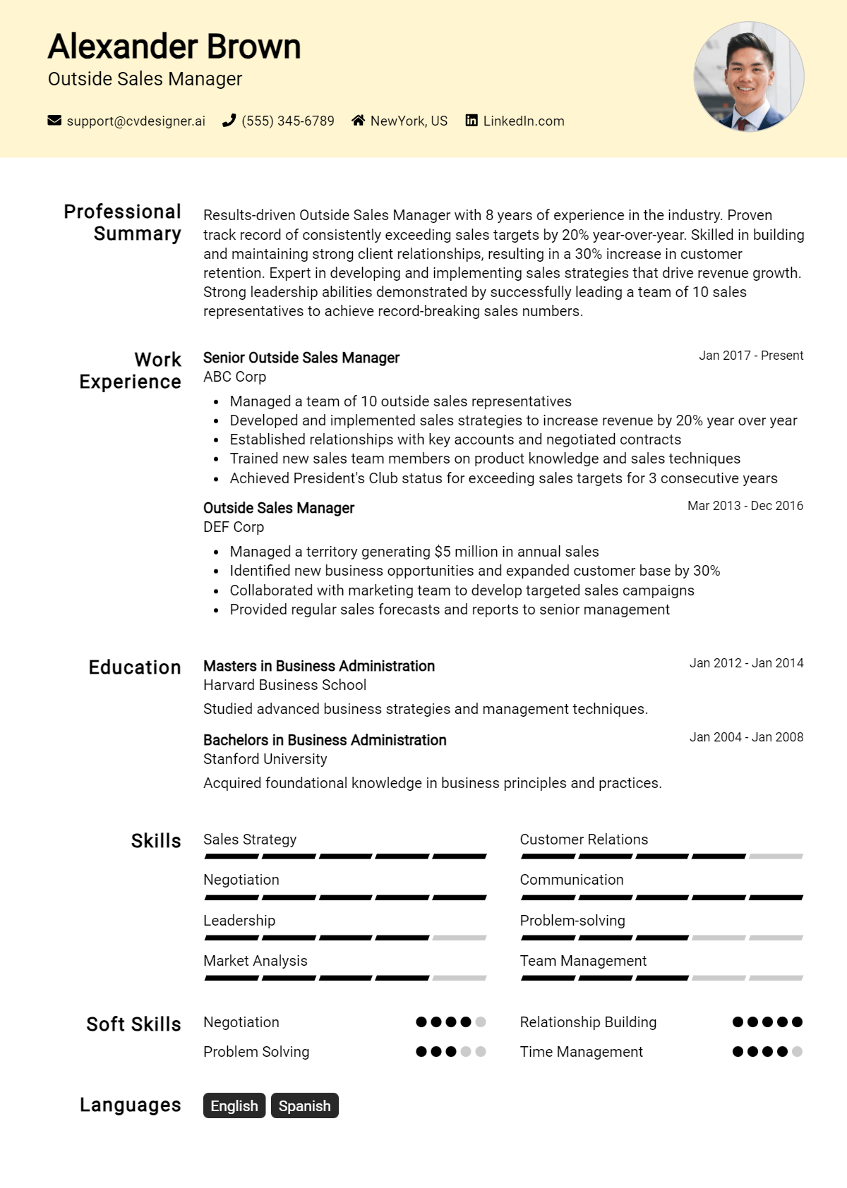 Outside Sales Manager Resume Example for 2026: Tips to Stand Out Preview