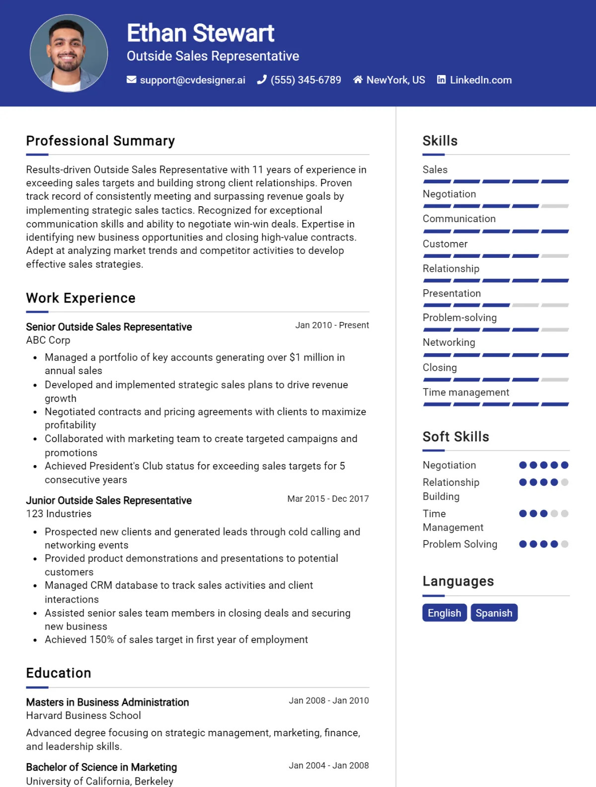 Outside Sales Representative CV Example For 2026: Expert Tips & Templates Preview