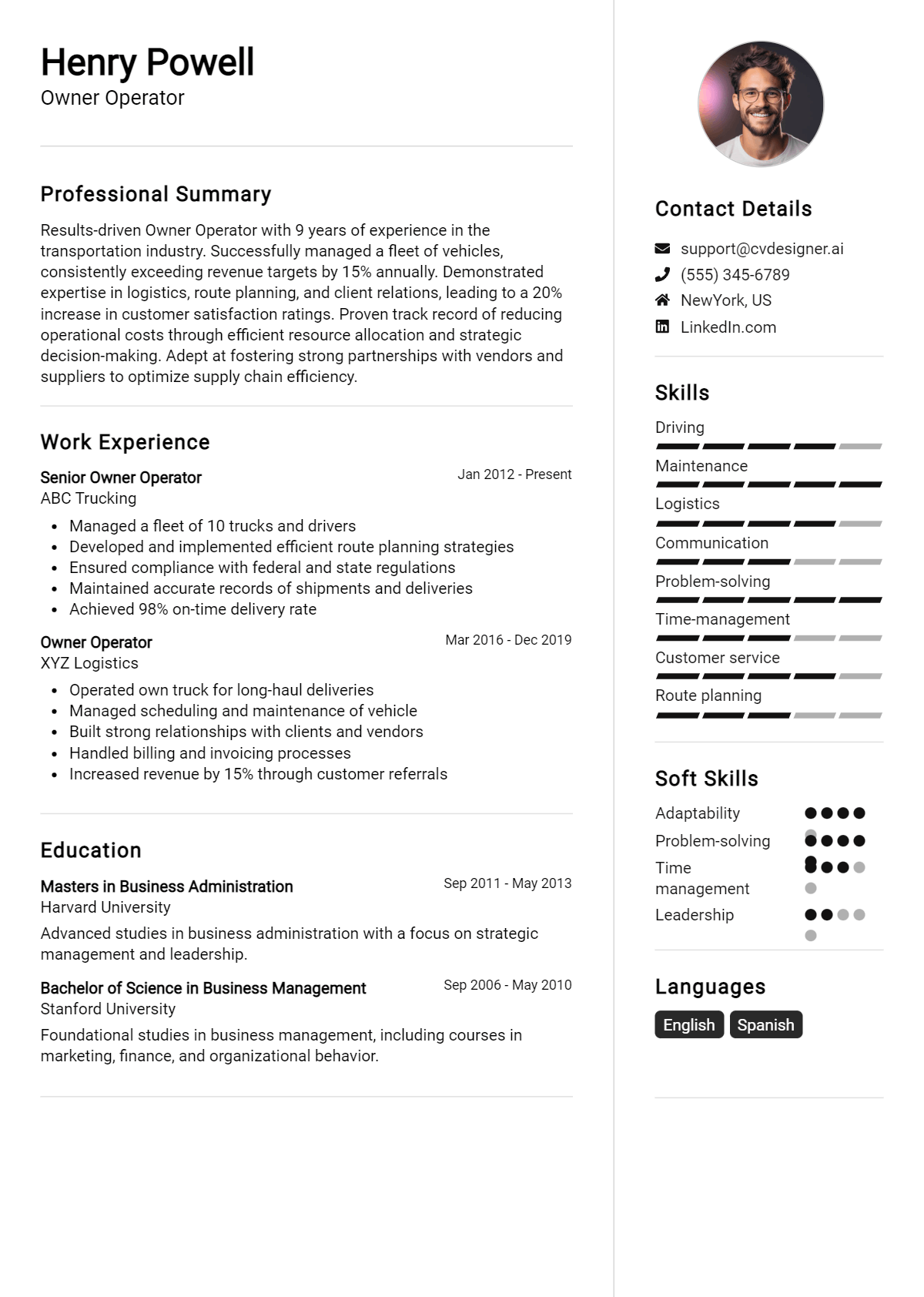 Owner Operator Resume Example for 2026: Best Formatting Tips Preview