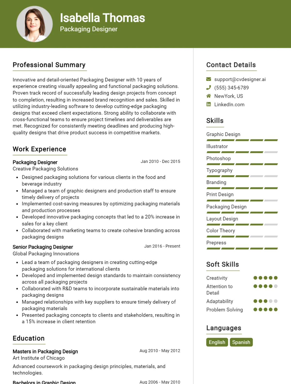 Packaging Designer CV Example For 2026: Effective CV Writing Tips Preview