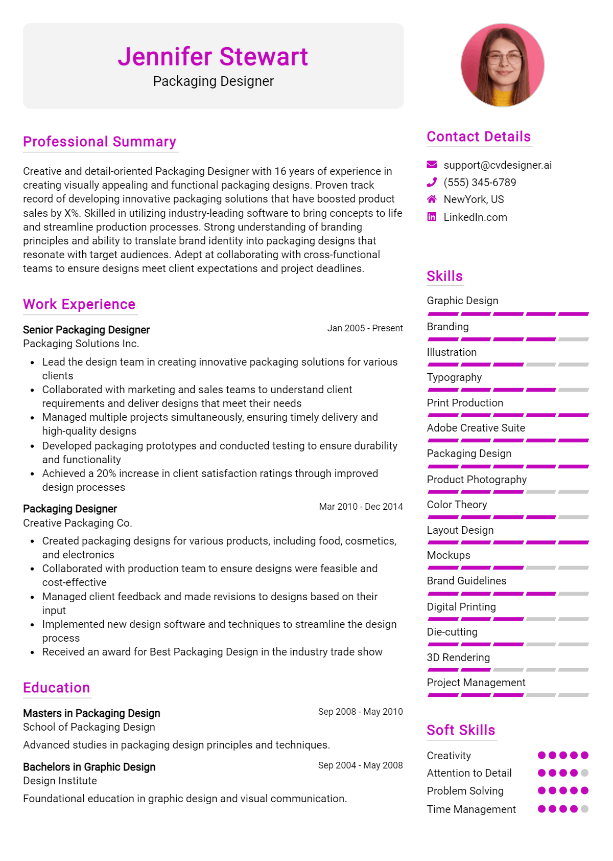 Packaging Designer Resume Example for 2026: Ultimate Guide Preview