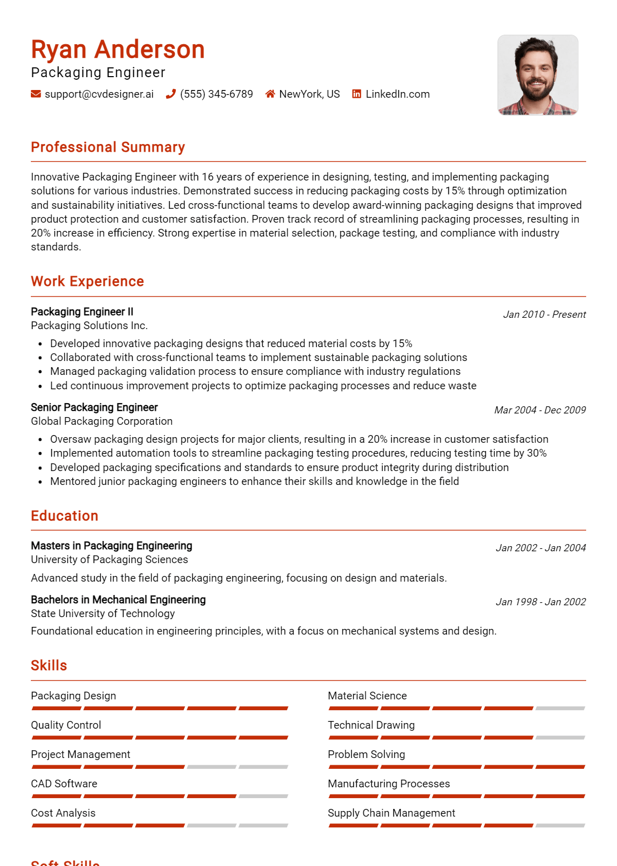 Packaging Engineer Resume Example for 2026: Samples & Best Practices Preview