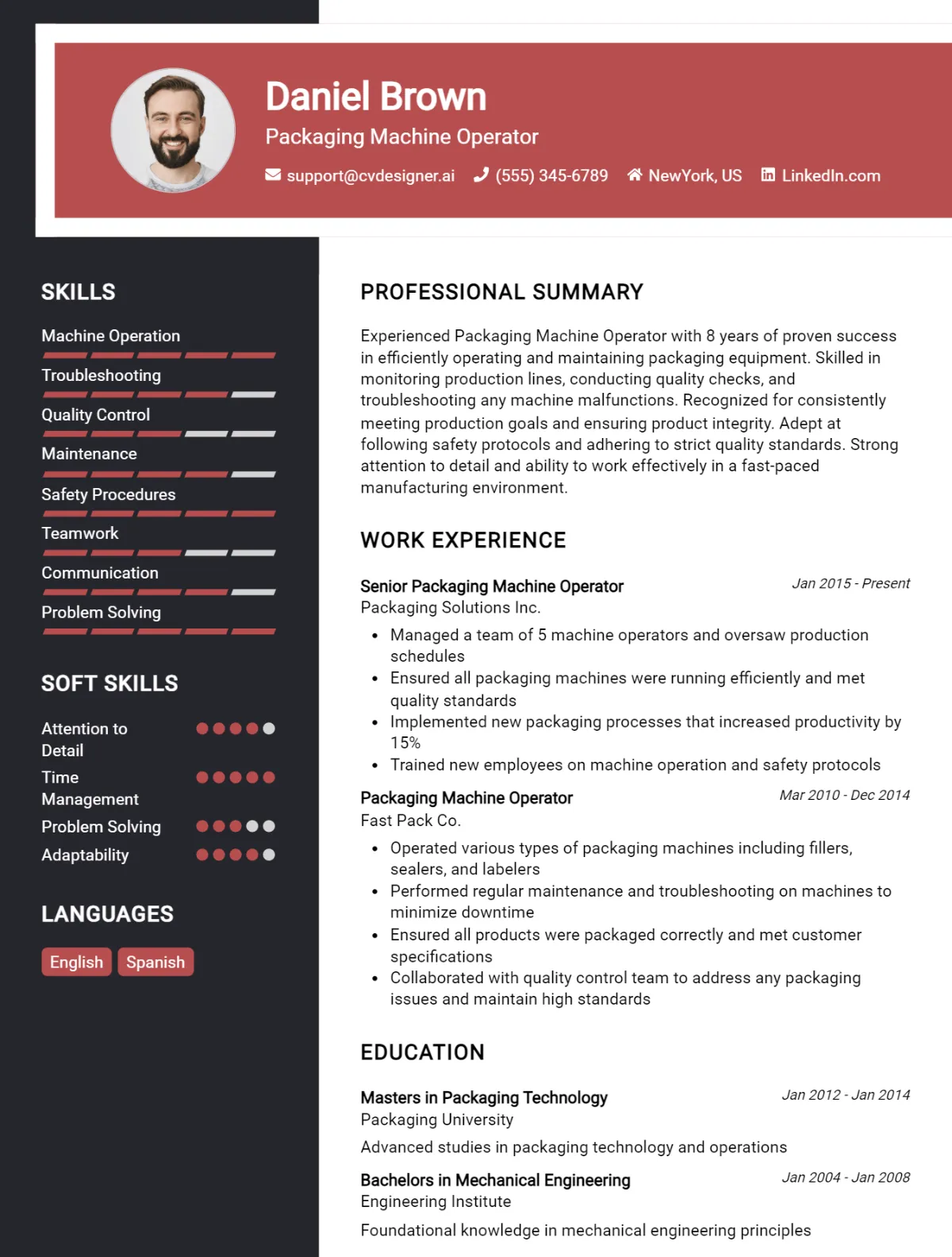 Packaging Machine Operator CV Example For 2026: Ultimate Guide Preview