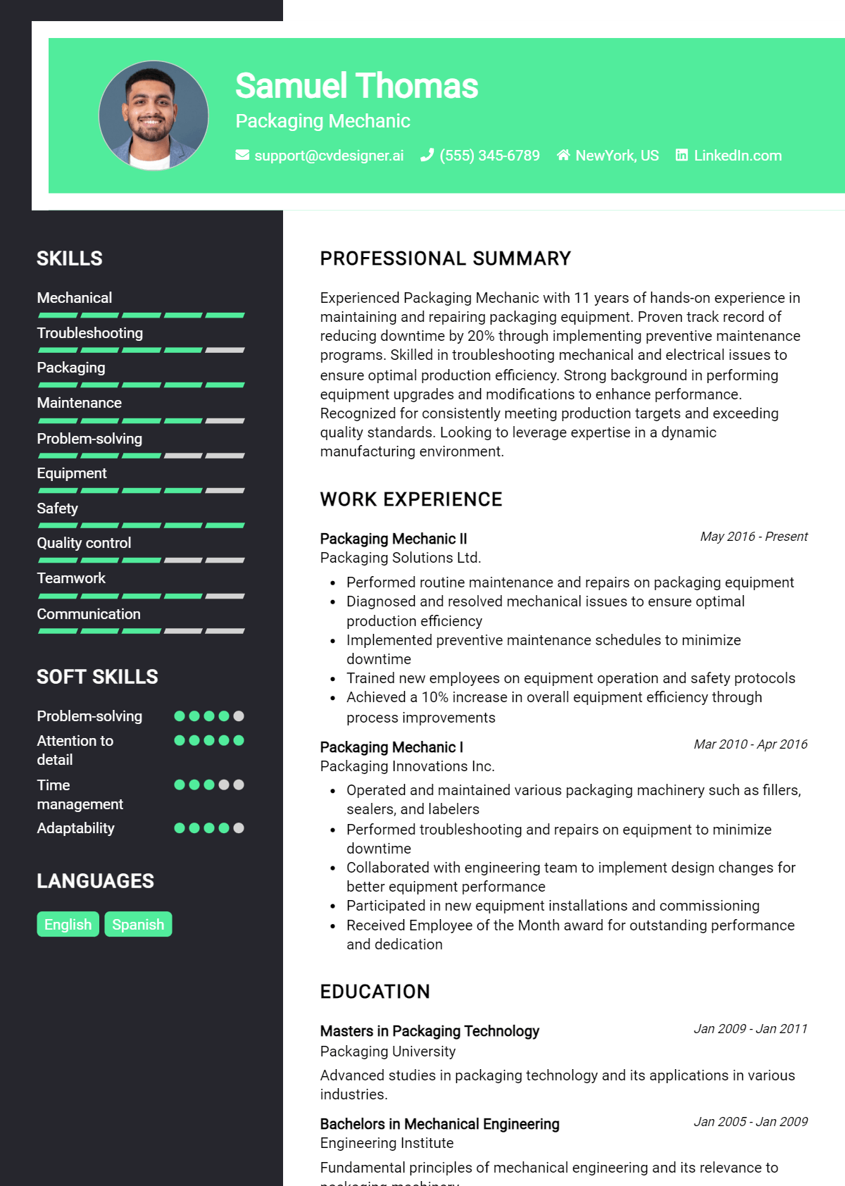Packaging Mechanic Resume Example for 2026: Proven Tips & Templates Preview