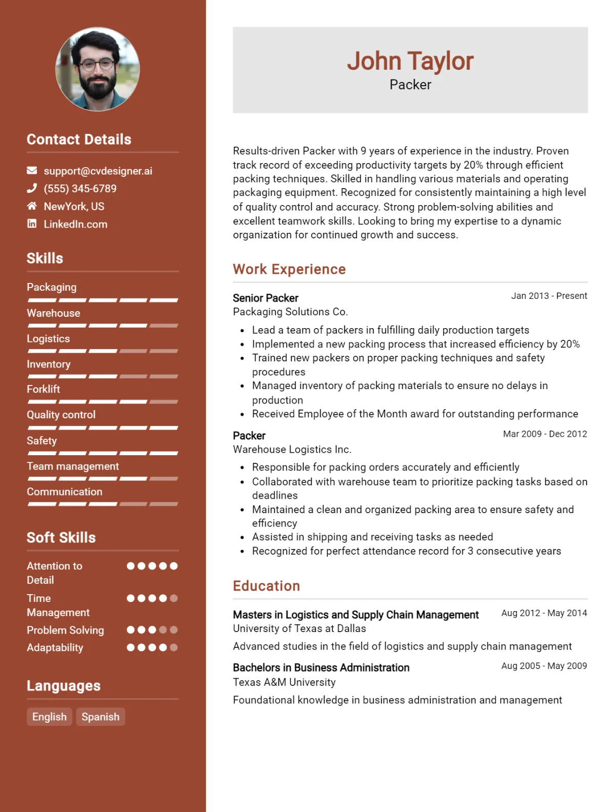 Packer CV Example For 2026: Free Downloadable Templates Preview