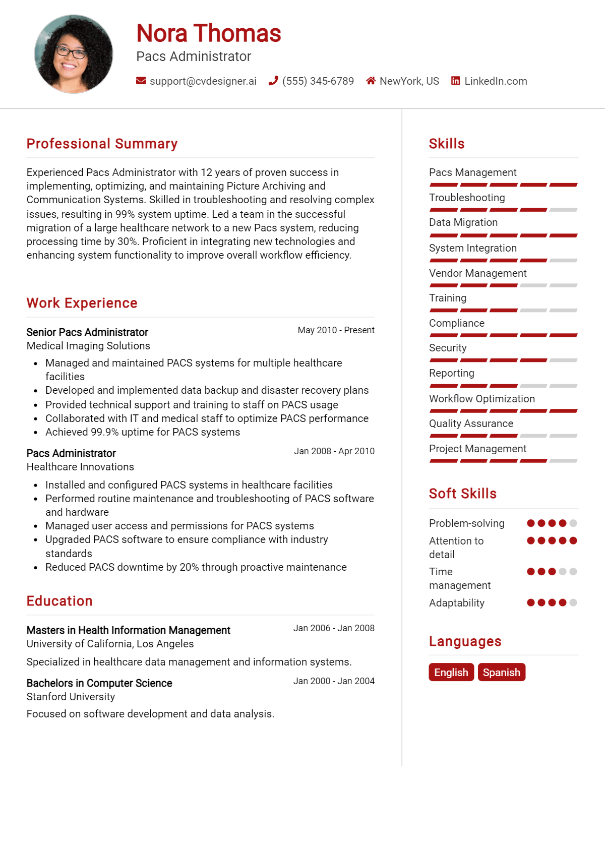 PACS Administrator Resume Example for 2026: Tips to Stand Out Preview