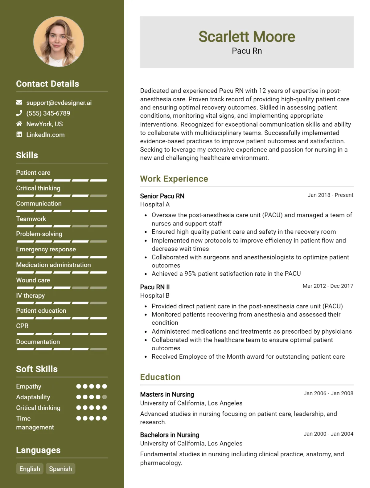 Pacu RN CV Example For 2026: Strategies & Templates Preview