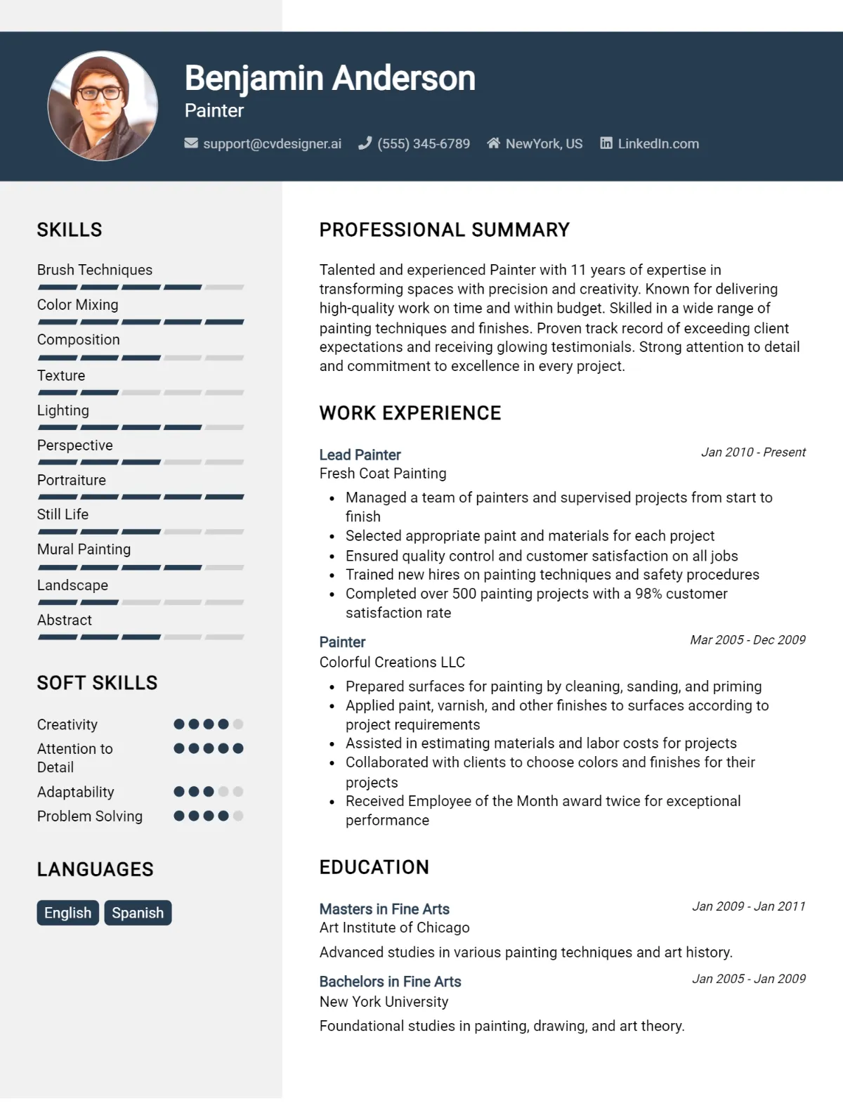 Painter CV Example For 2026: Expert Tips & Templates Preview