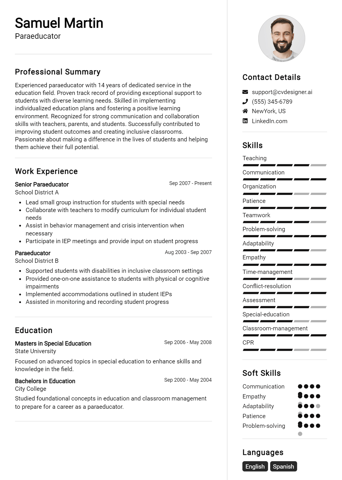 Paraeducator Resume Example for 2026: Best Tips & Templates Preview