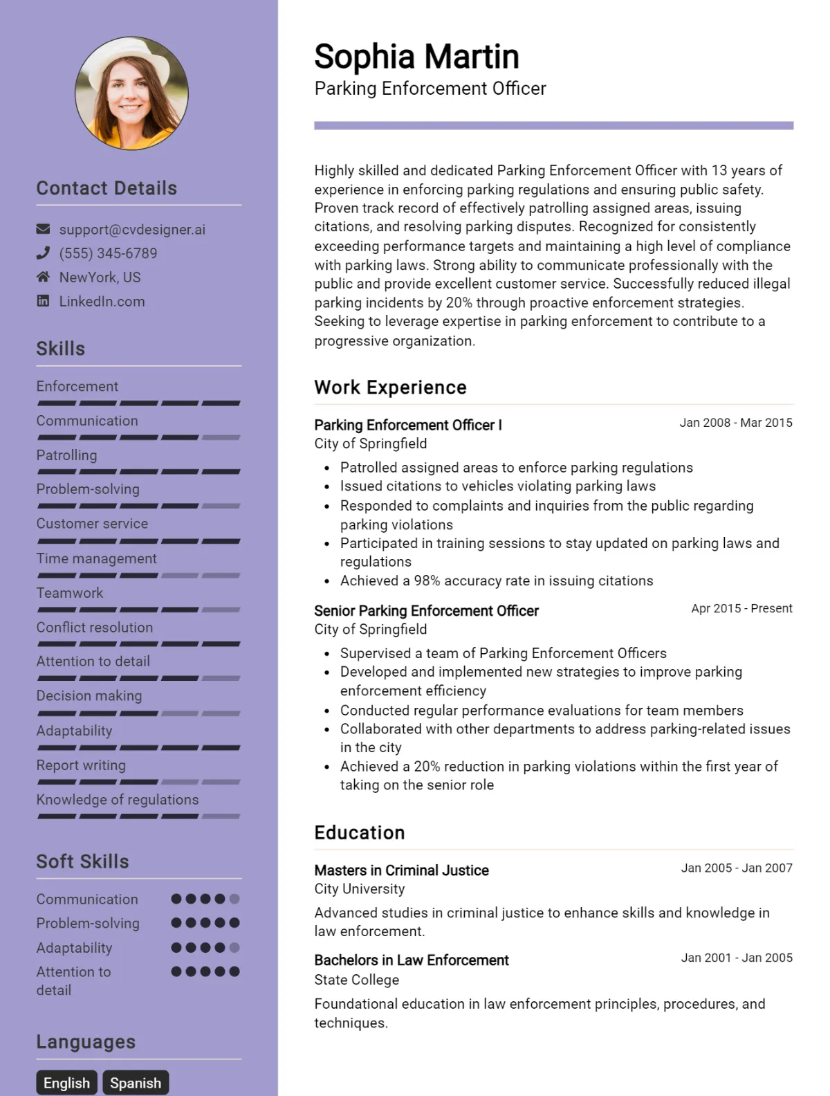 Parking Enforcement Officer CV Example For 2026: Samples & Best Practices Preview