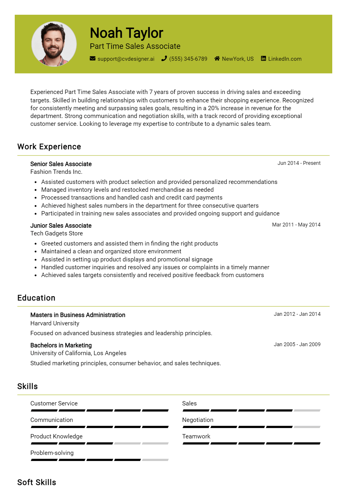 Part Time Sales Associate Resume Example for 2026: Downloadable Templates Preview